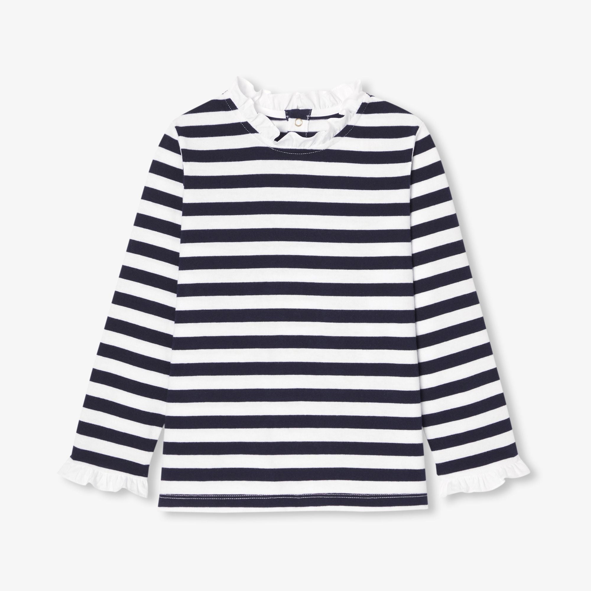 Girl long-sleeved T-shirt - White/Navy Blue
