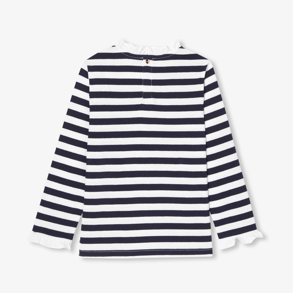 Girl long-sleeved T-shirt - White/Navy Blue