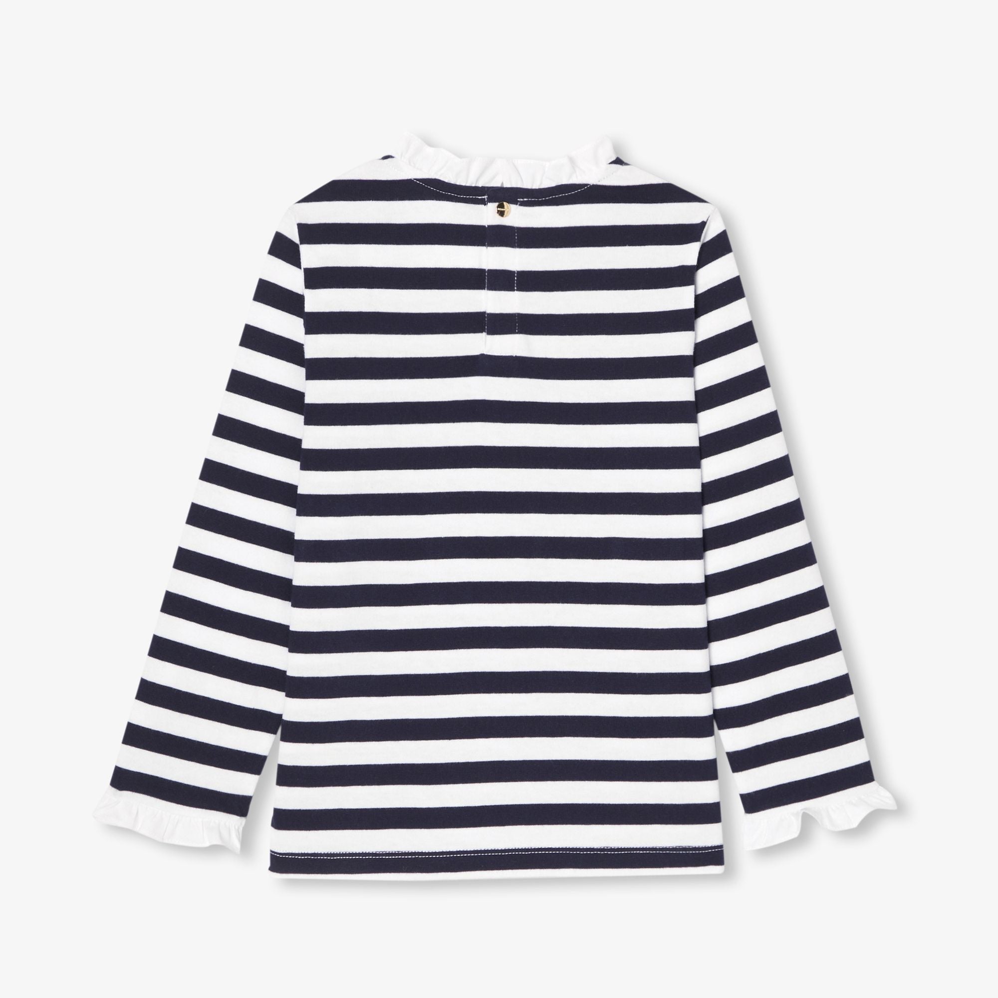 Girl long-sleeved T-shirt - White/Navy Blue