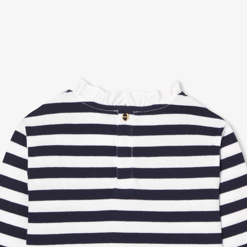 Girl long-sleeved T-shirt - White/Navy Blue