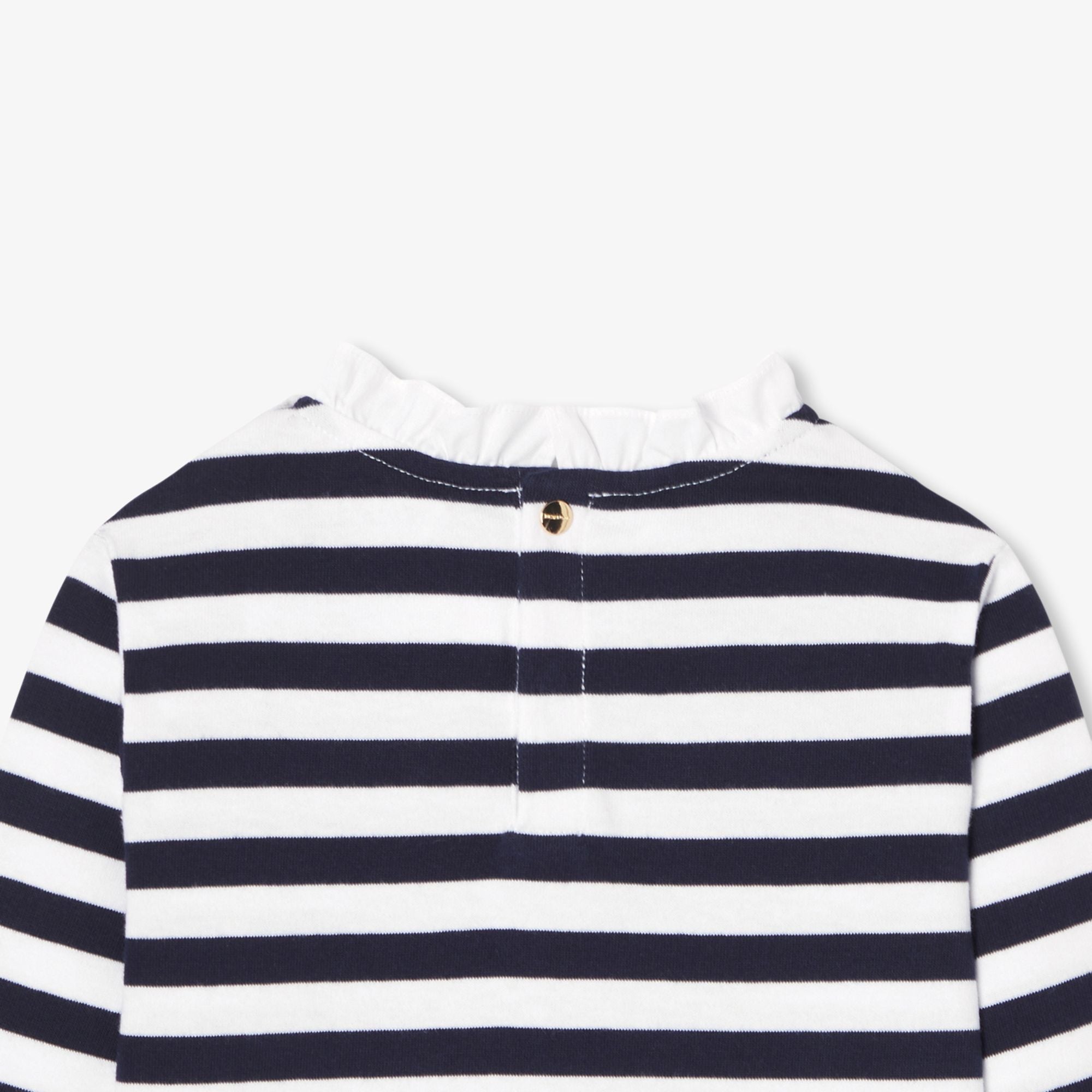 Girl long-sleeved T-shirt - White/Navy Blue