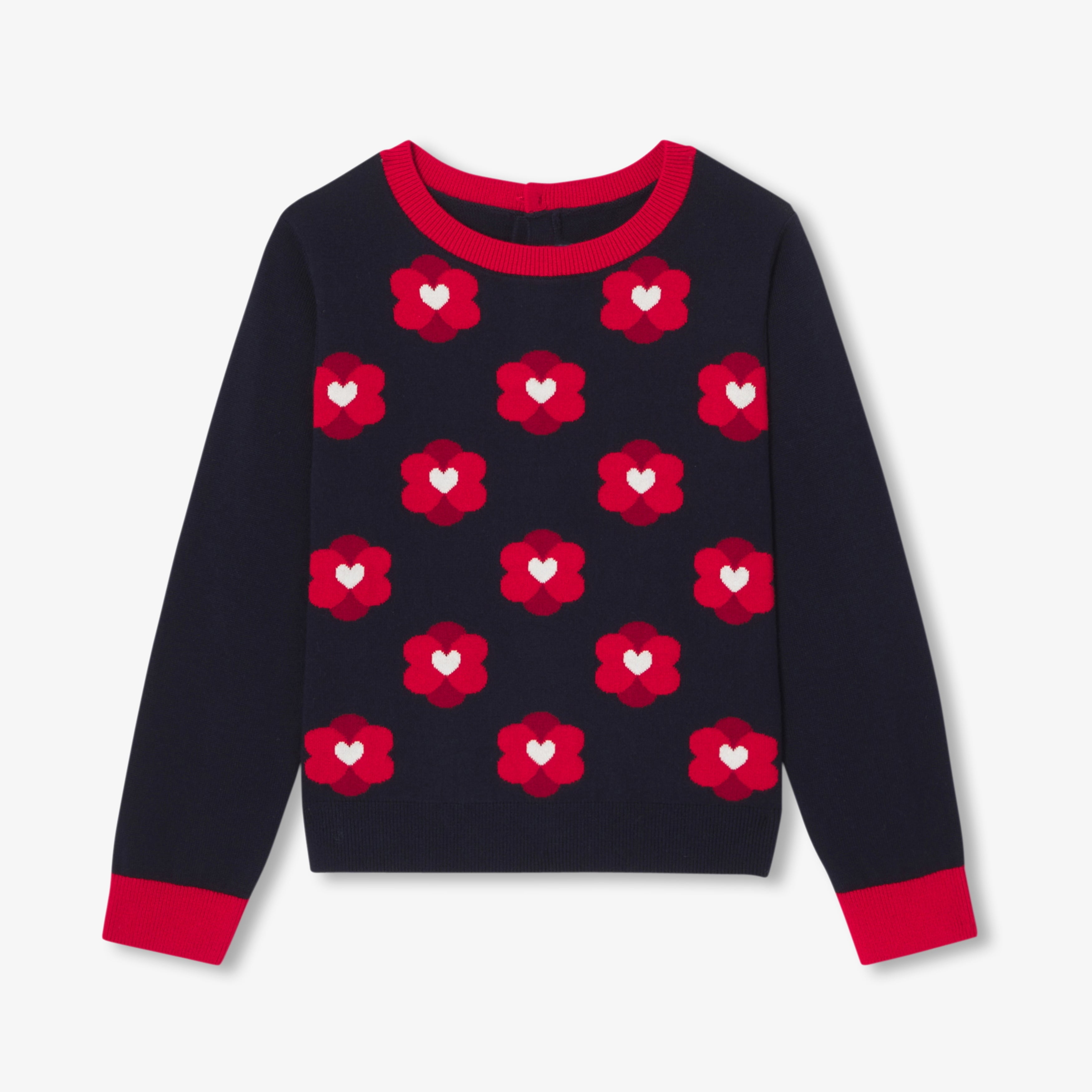 JC-TG083 - Jacadi Girl jacquard flower sweater