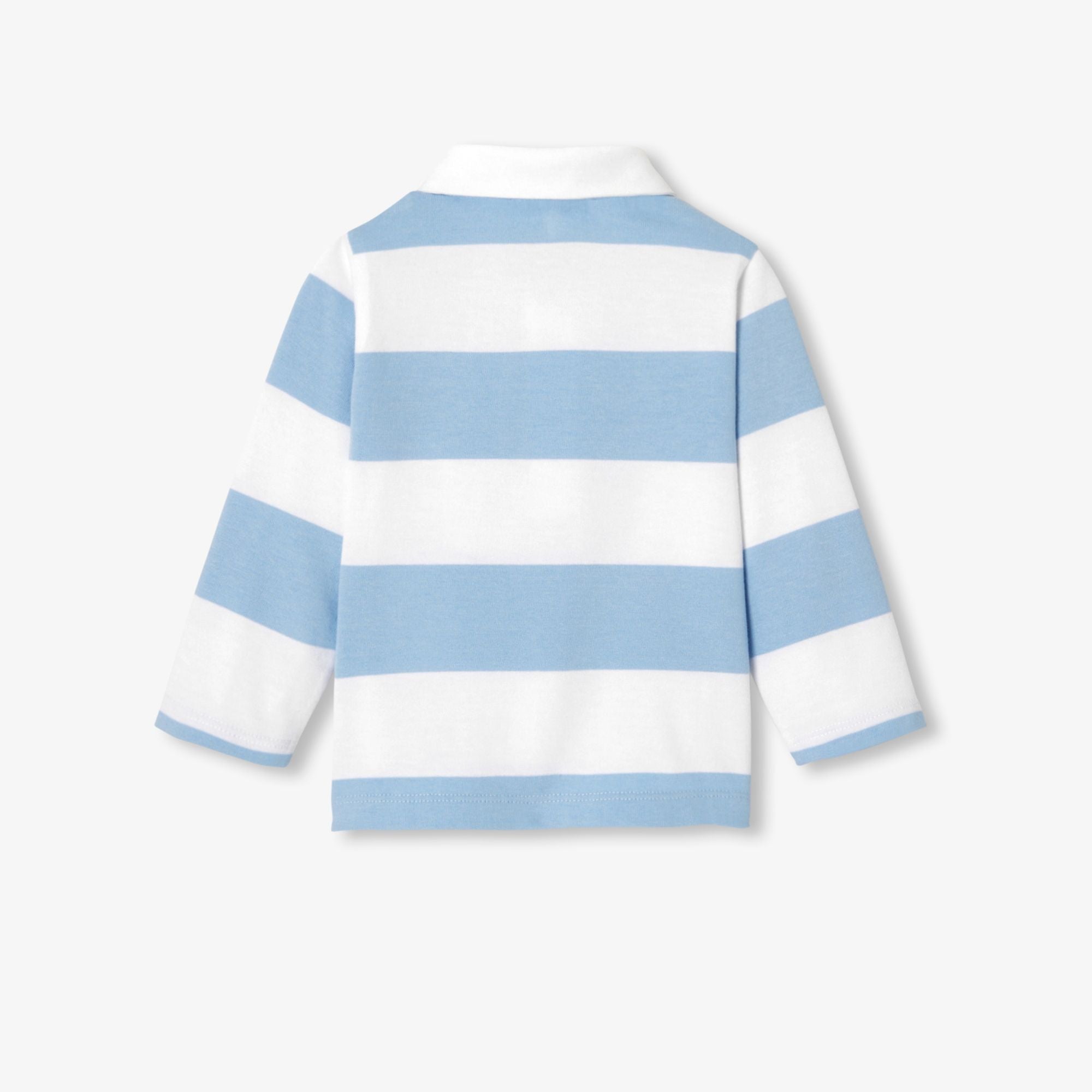 Baby boy long-sleeved polo shirt - White/Sky Blue