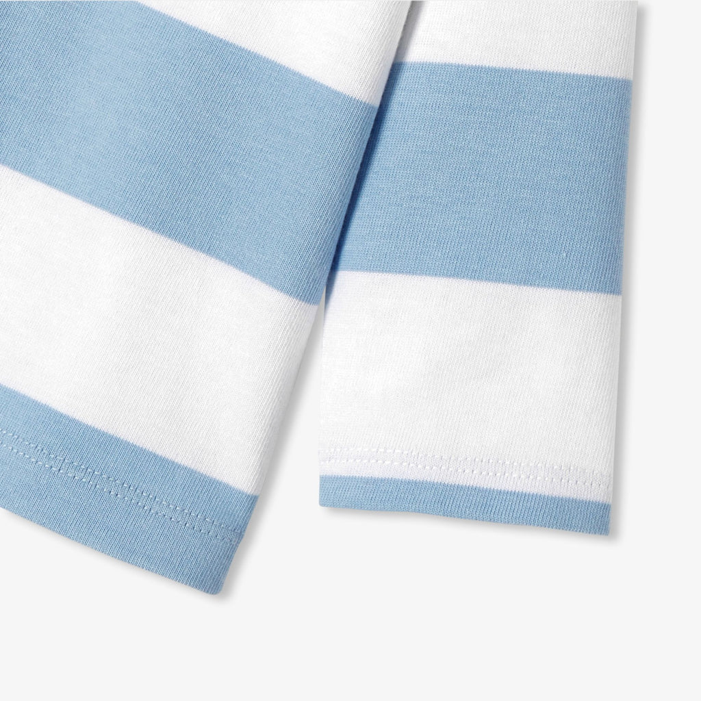 Baby boy long-sleeved polo shirt - White/Sky Blue