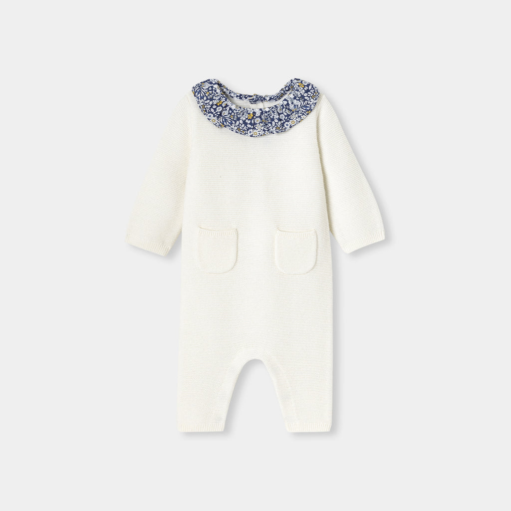 JC-NG082 Jacadi Baby Girl Garter Stitch Knit Onesie