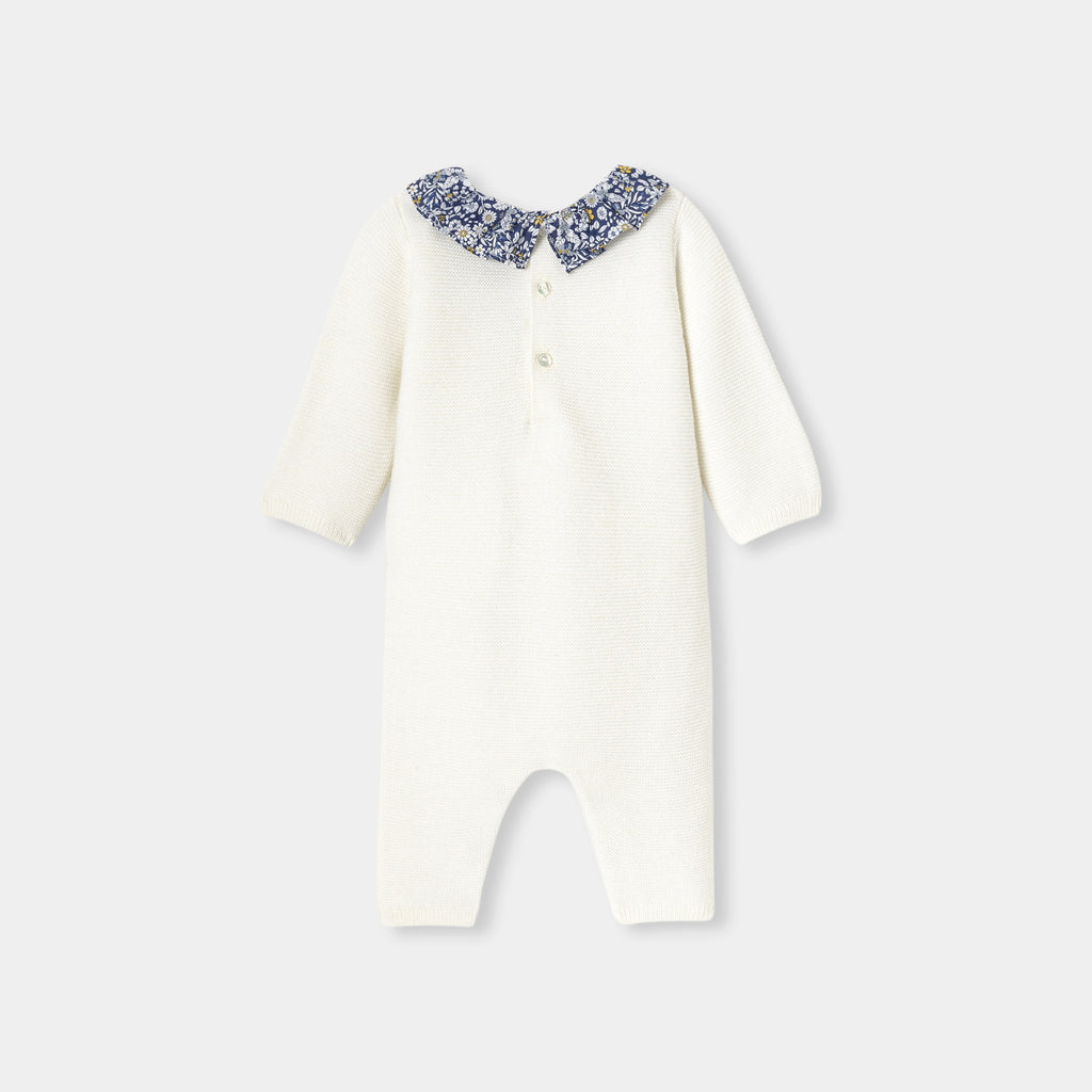 JC-NG082 Jacadi Baby Girl Garter Stitch Knit Onesie
