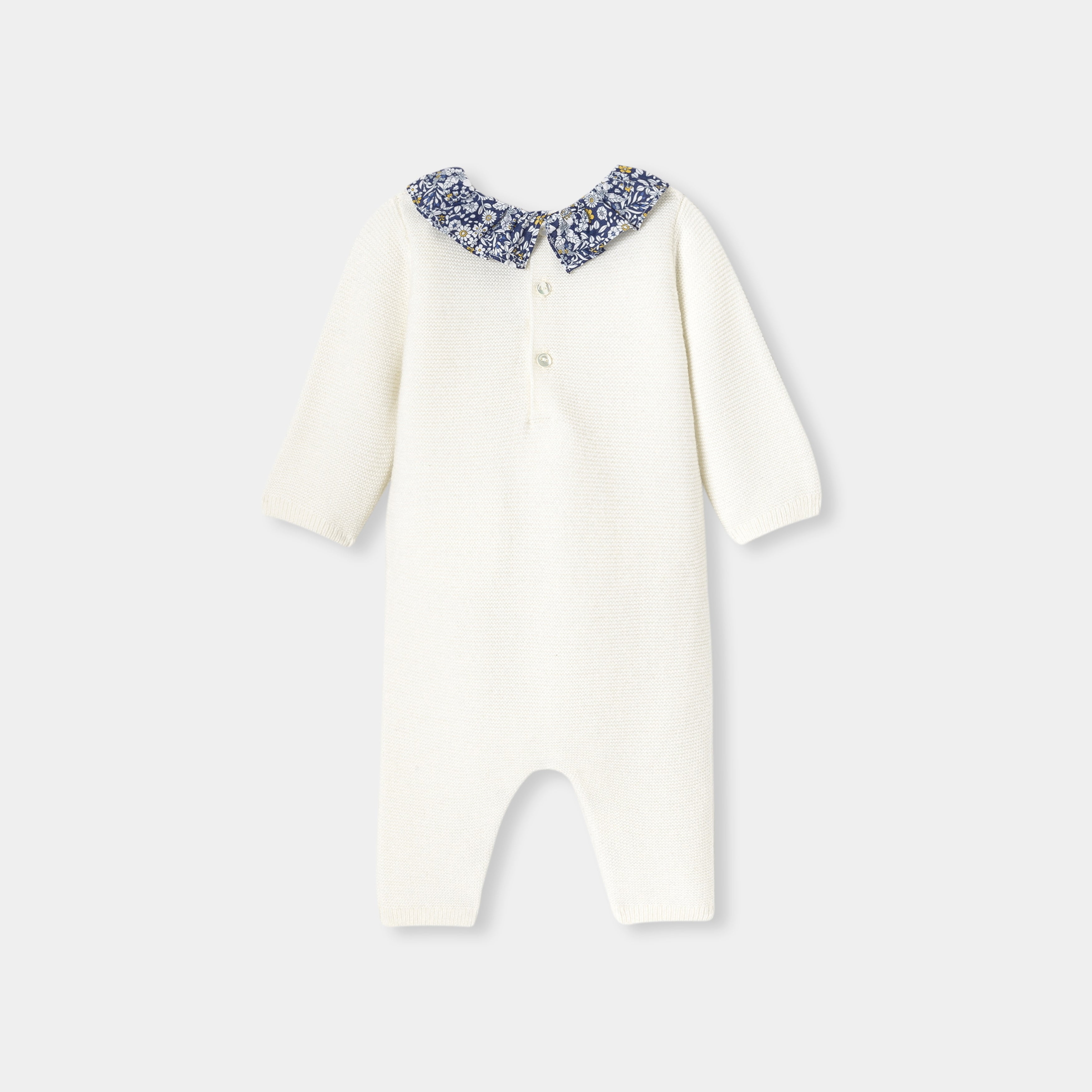 JC-NG082 Jacadi Baby Girl Garter Stitch Knit Onesie