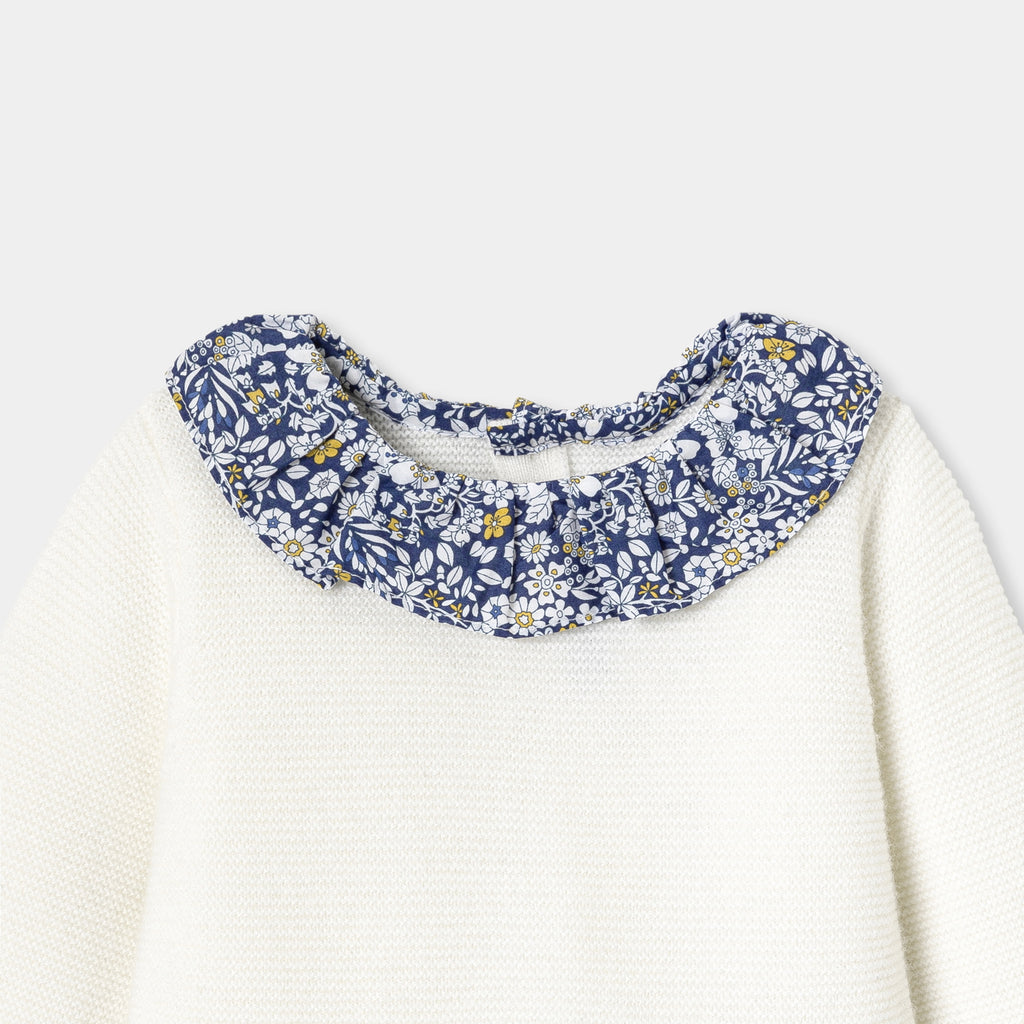 JC-NG082 Jacadi Baby Girl Garter Stitch Knit Onesie