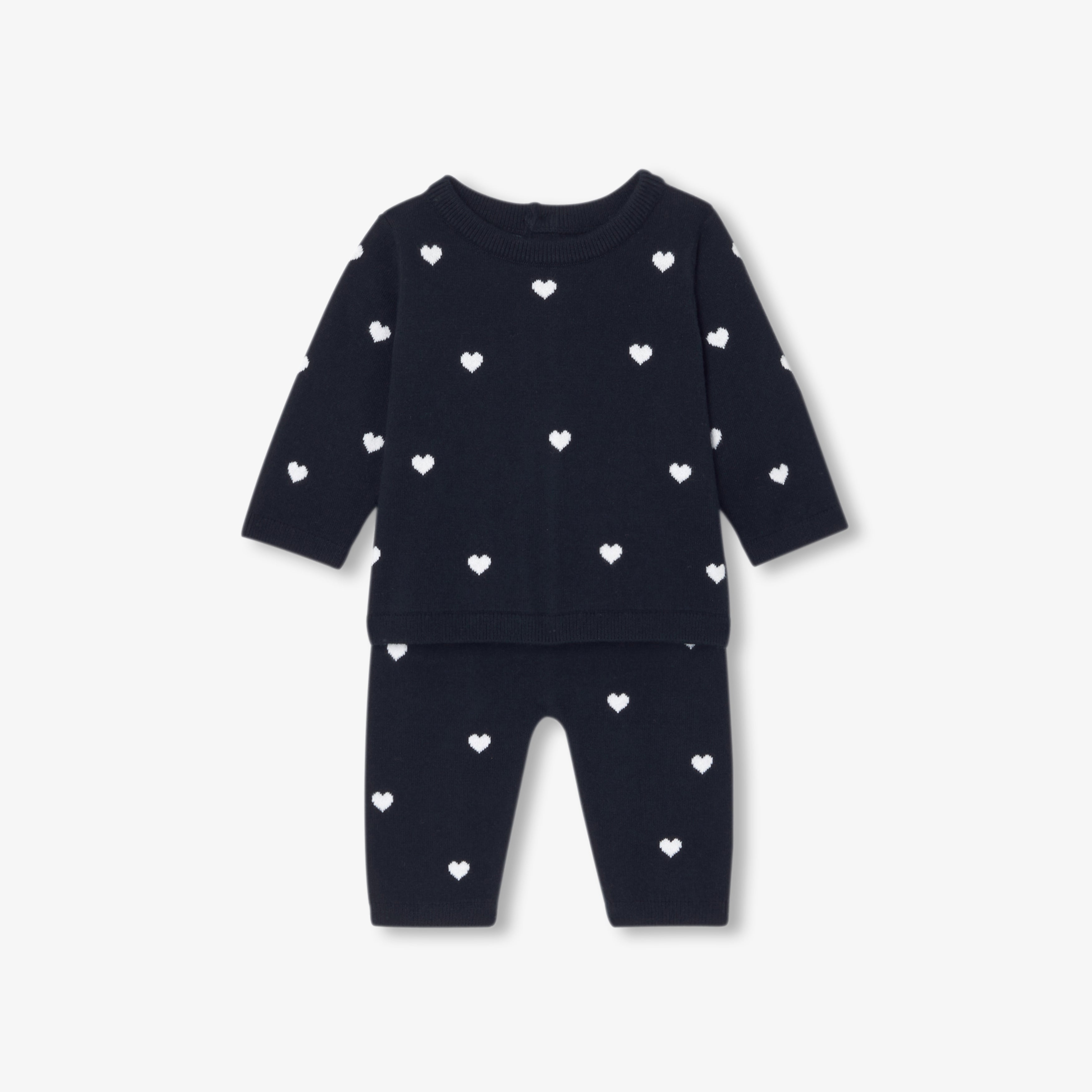 JC-NG035 Baby girl heart motif set - navy blue/multicolor