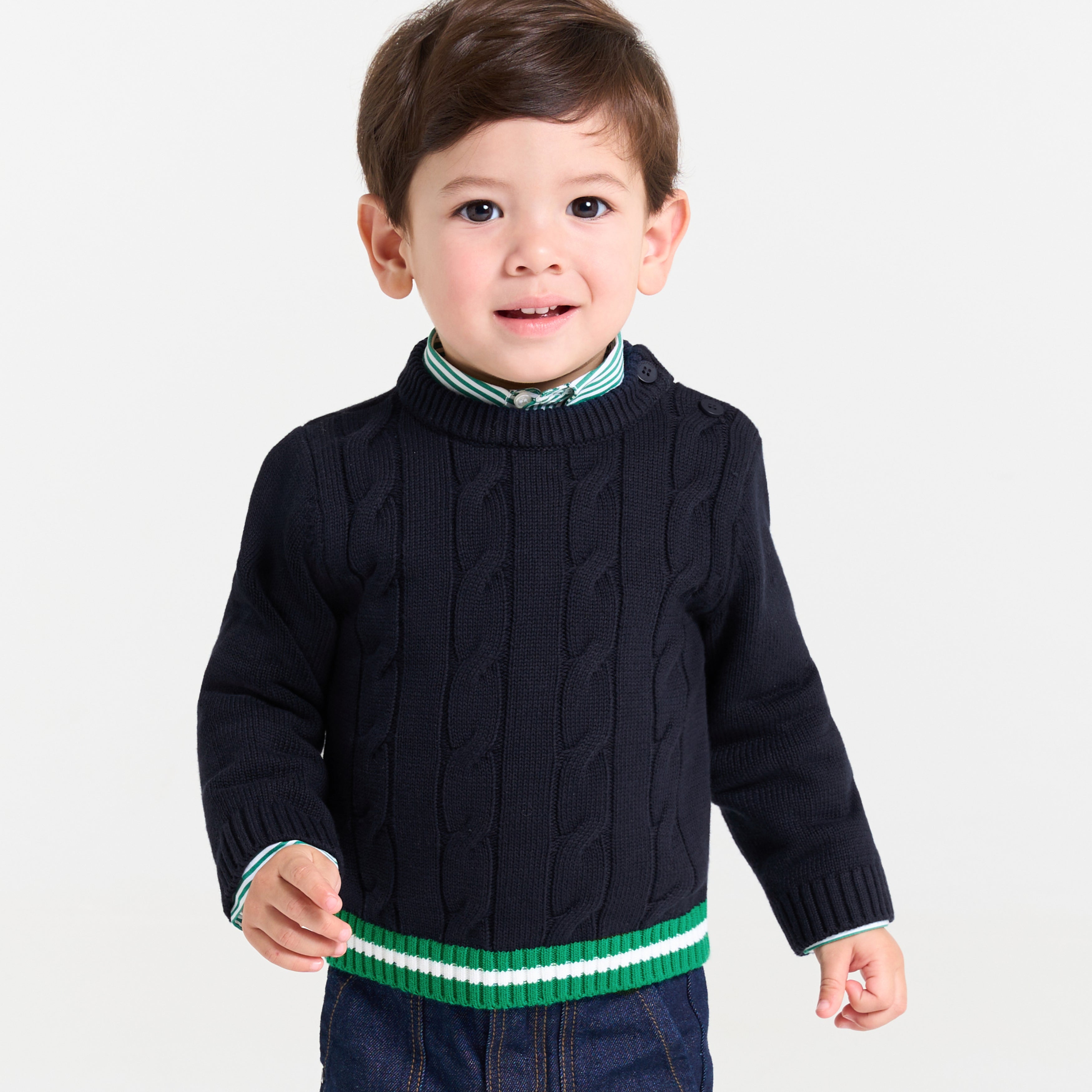 JC-NB034 Jacadi Cable-Knit Sweater for Baby Boy (Navy)