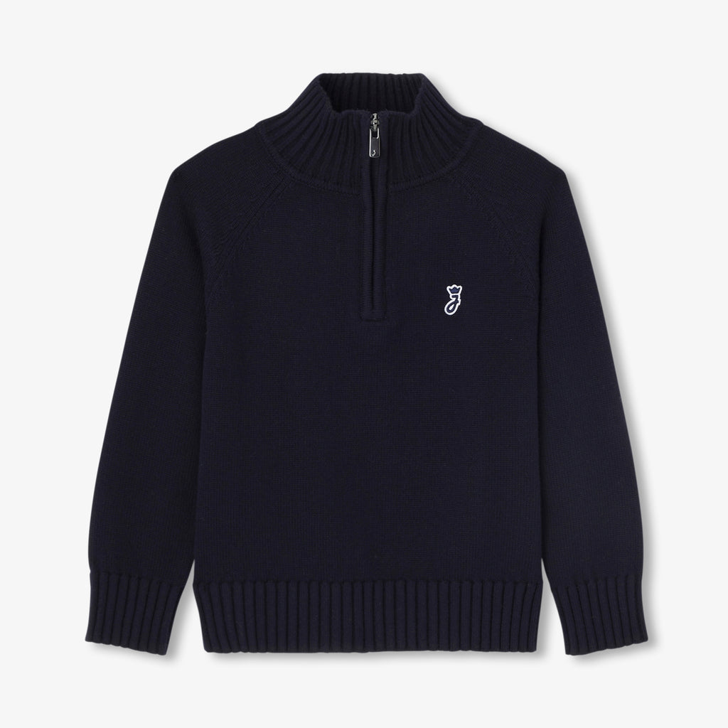 JC-TB019 Jacadi Kids' Trucker Neck Sweater - Navy Blue