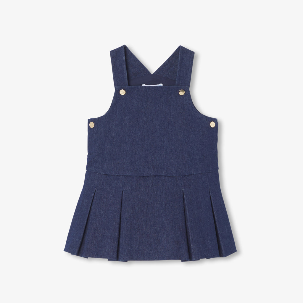 JC-NG063 Jacadi Baby Girl Denim Pinafore Dress (Classic Denim)