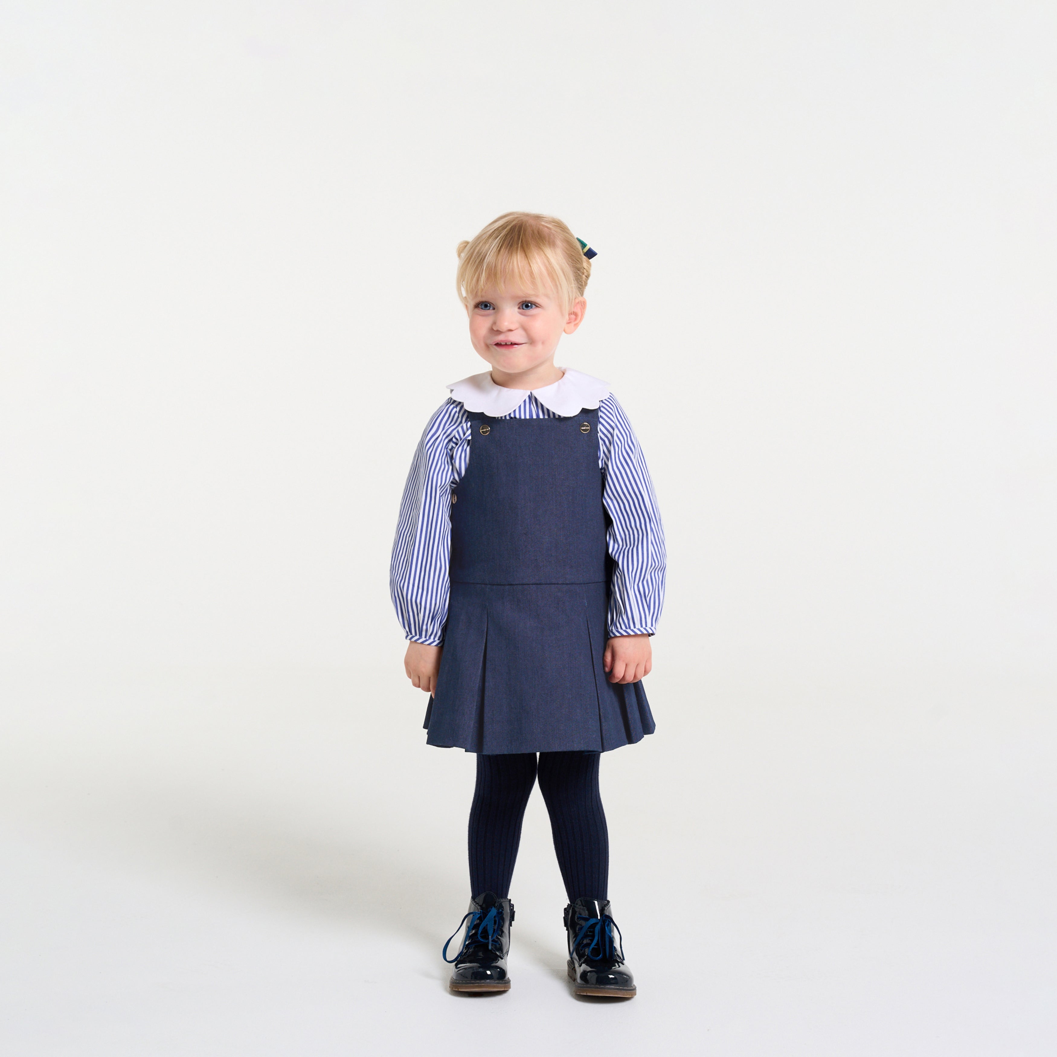JC-NG063 Jacadi Baby Girl Denim Pinafore Dress (Classic Denim)