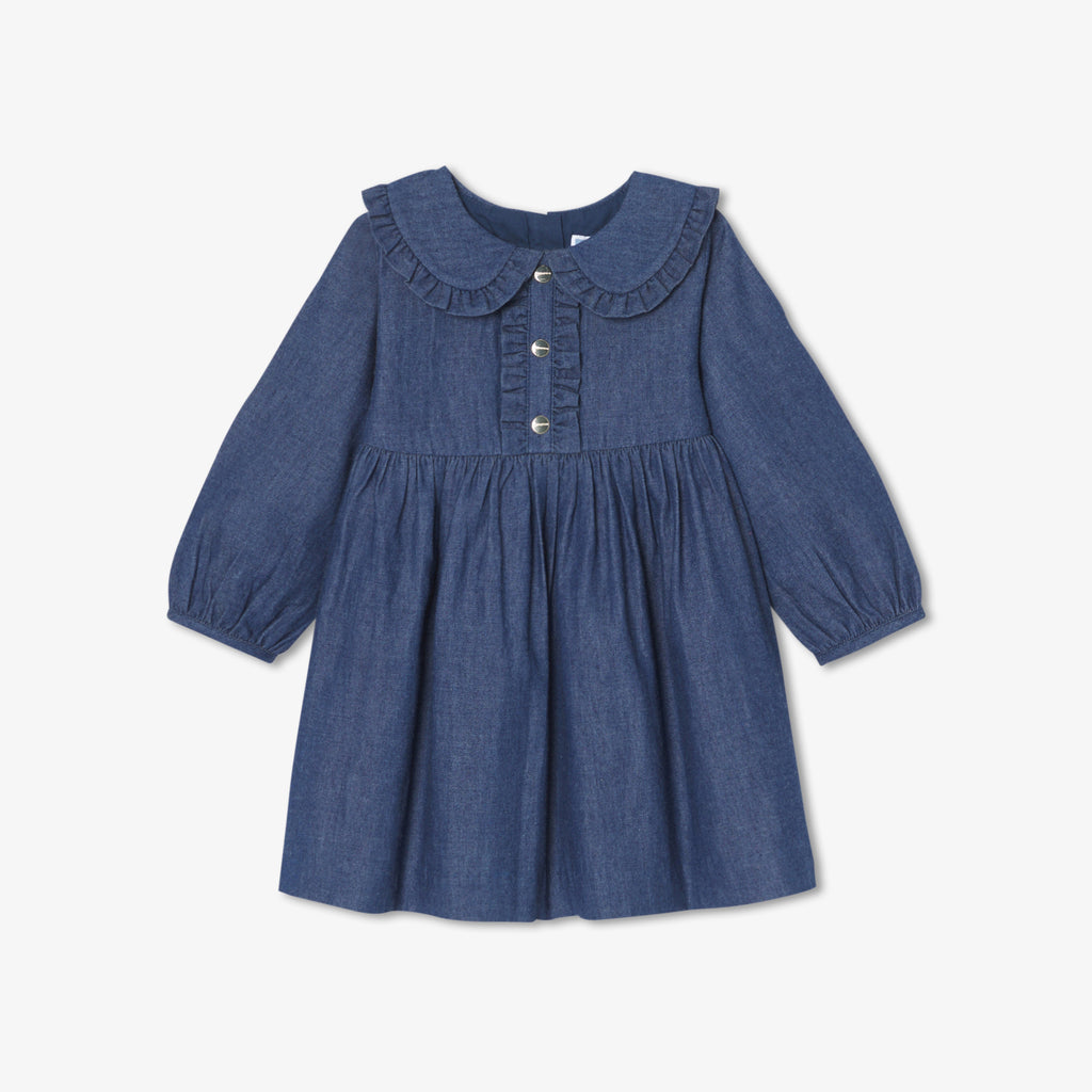 JC-NG068 Jacadi Baby Girl Lightweight Denim Dress (Light Denim)