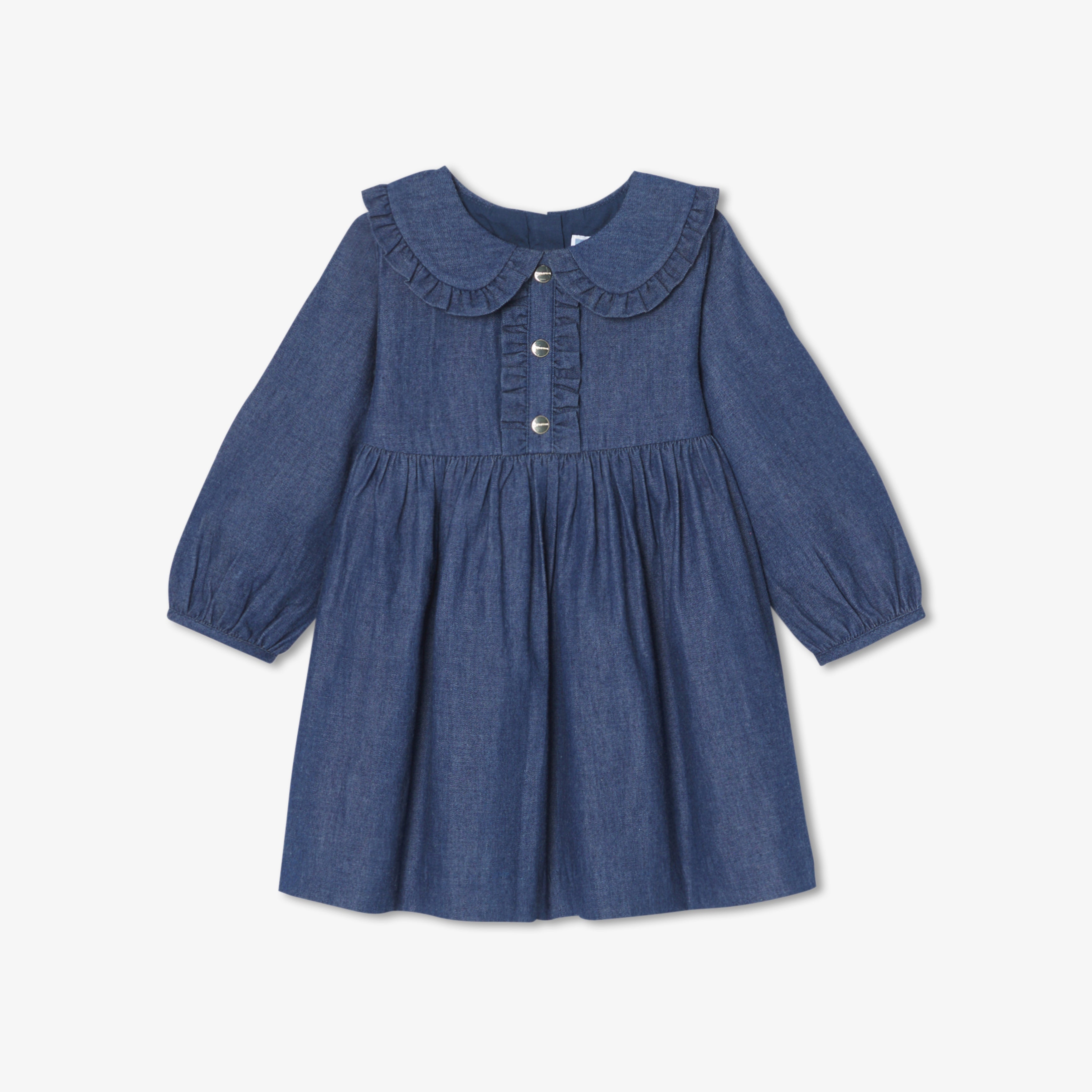 JC-NG068 Jacadi Baby Girl Lightweight Denim Dress (Light Denim)