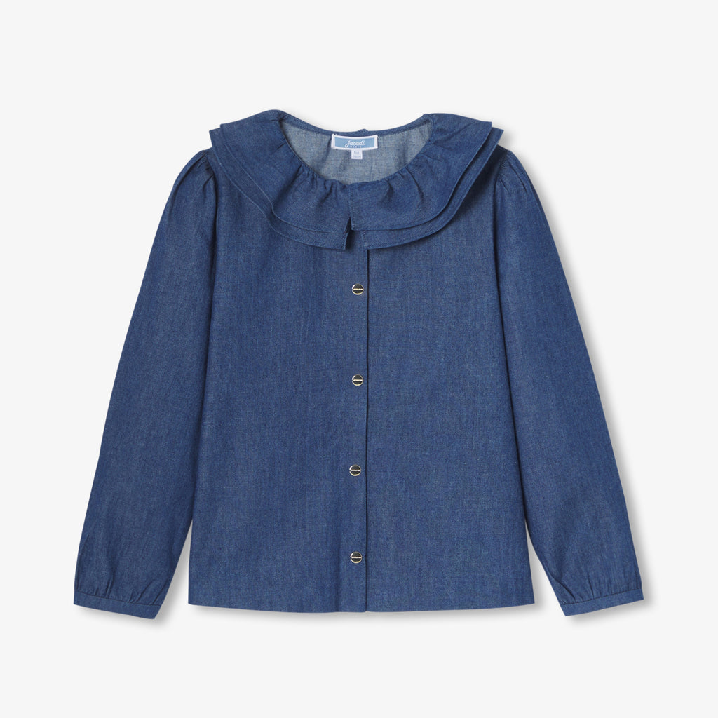 JC-TG066 Jacadi Girls Lightweight Denim Blouse (Blue Stone)