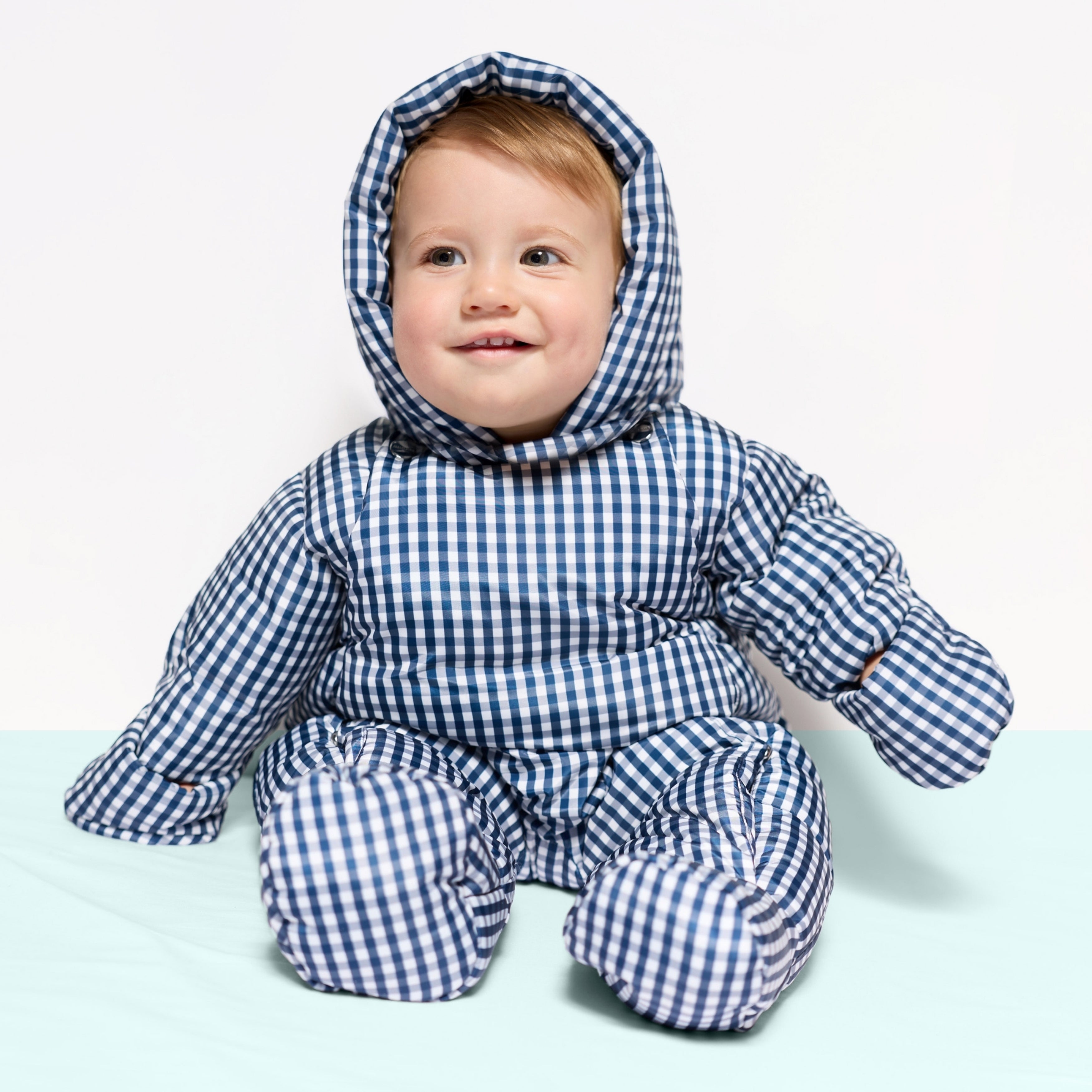 JC-NB037 Jacadi Water-Repellent Vichy Padded Snowsuit