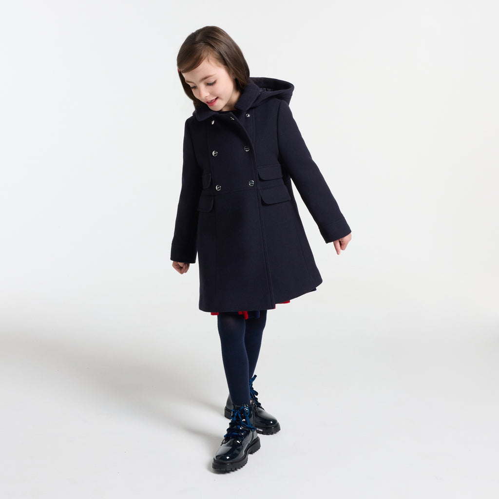 JC-TG043 Jacadi Girls Wool Coat - Navy