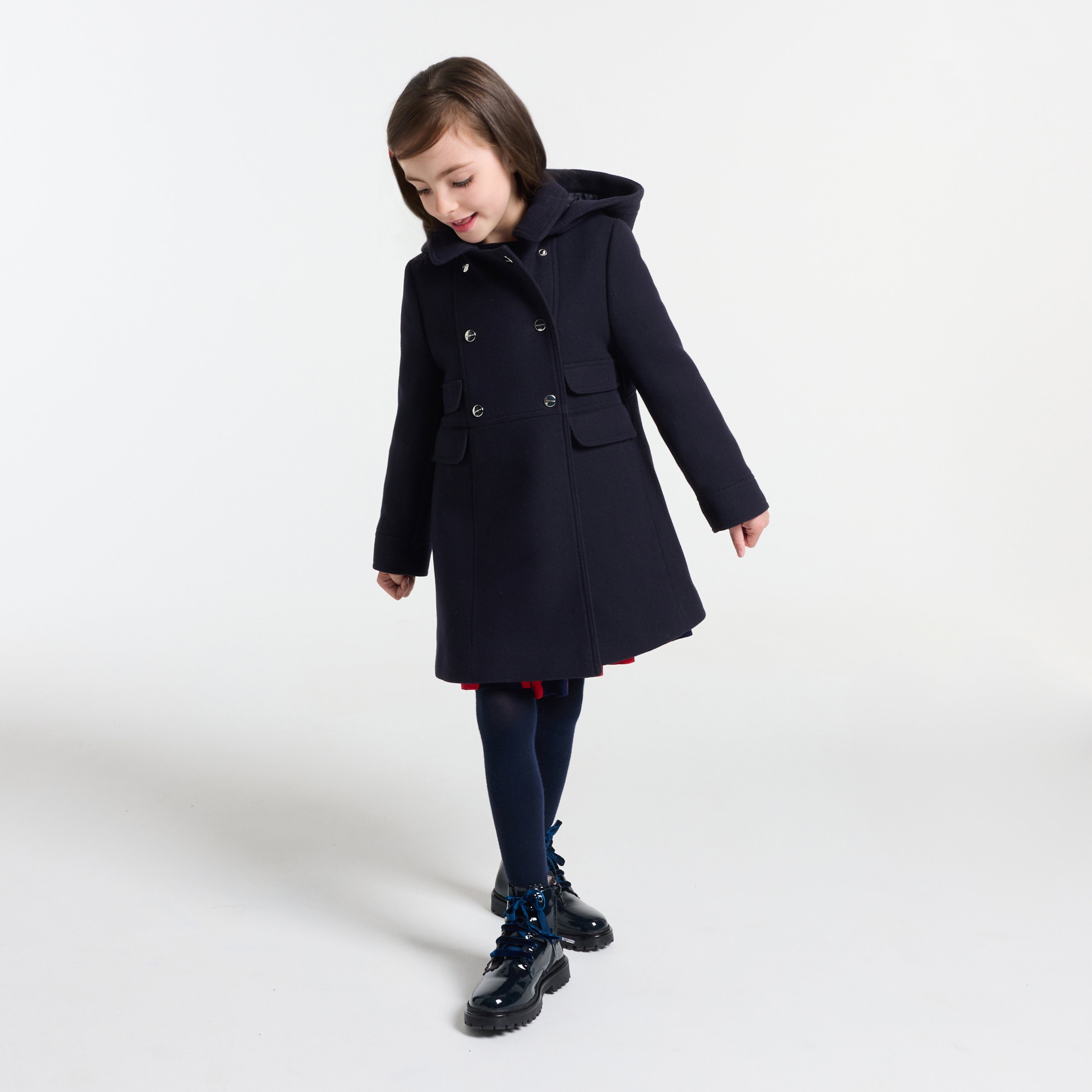 JC-TG043 Jacadi Girls Wool Coat - Navy