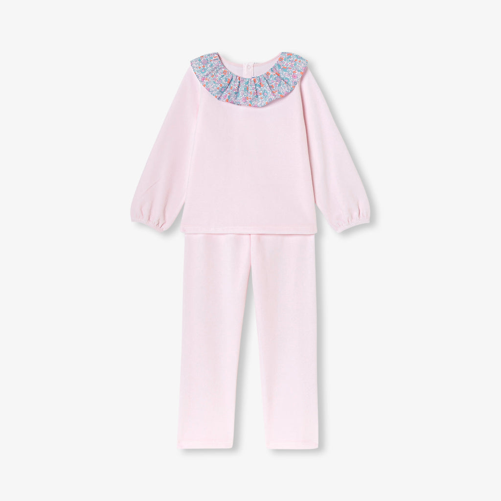 JC-TG059 Jacadi Girls Pyjamas in velvet (powder pink jacadi)