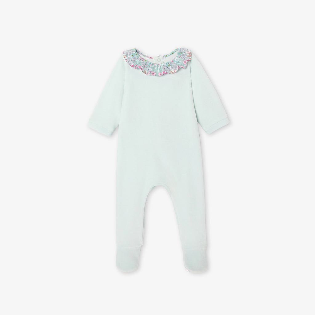JC-NG089 Jacadi Chenille Pyjama Set for Baby Girl (Aqua Blue)