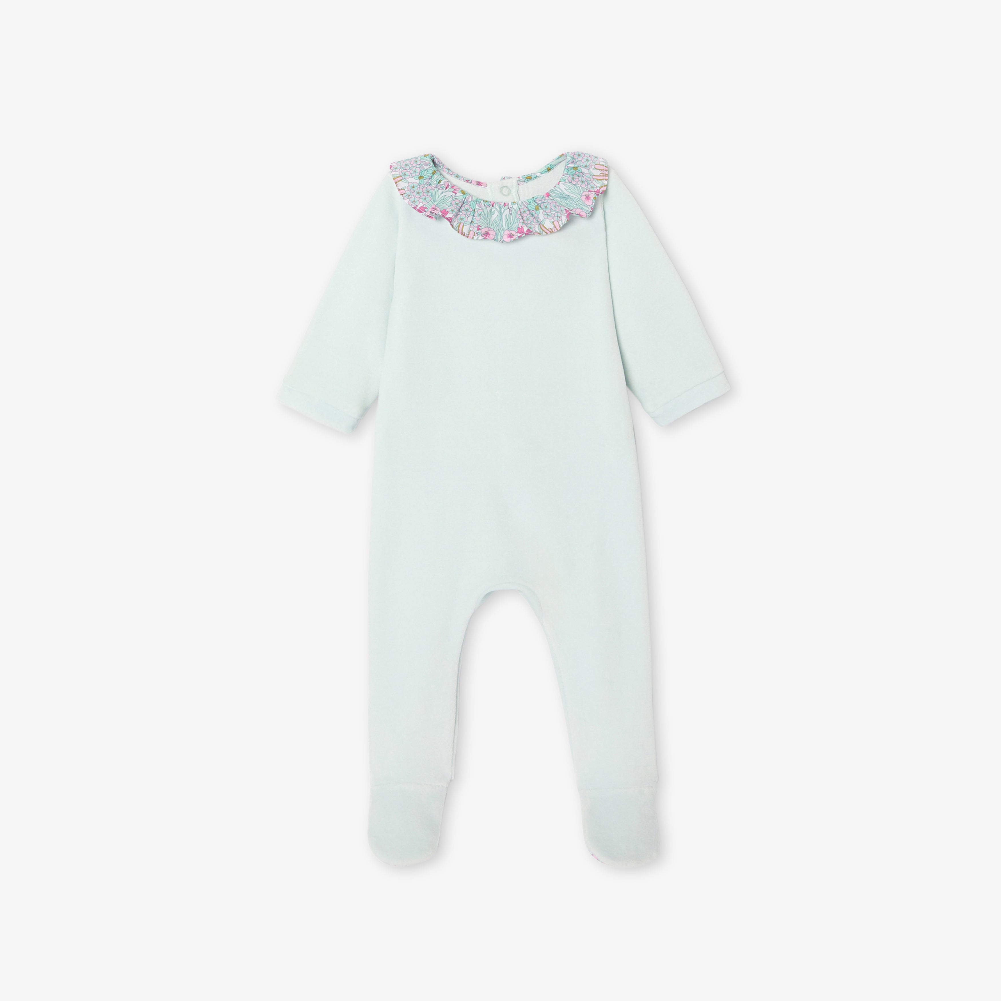 JC-NG089 Jacadi Chenille Pyjama Set for Baby Girl (Aqua Blue)