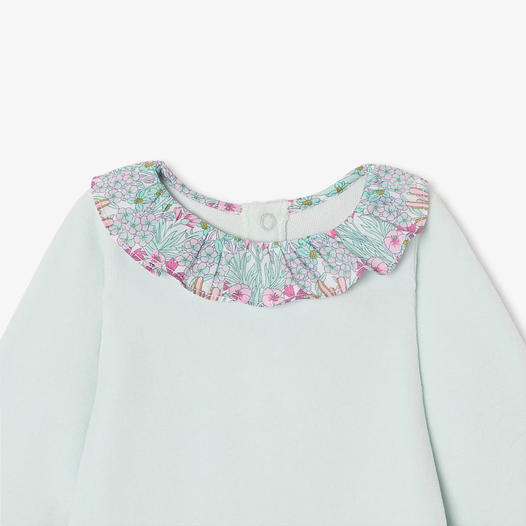 JC-NG089 Jacadi Chenille Pyjama Set for Baby Girl (Aqua Blue)