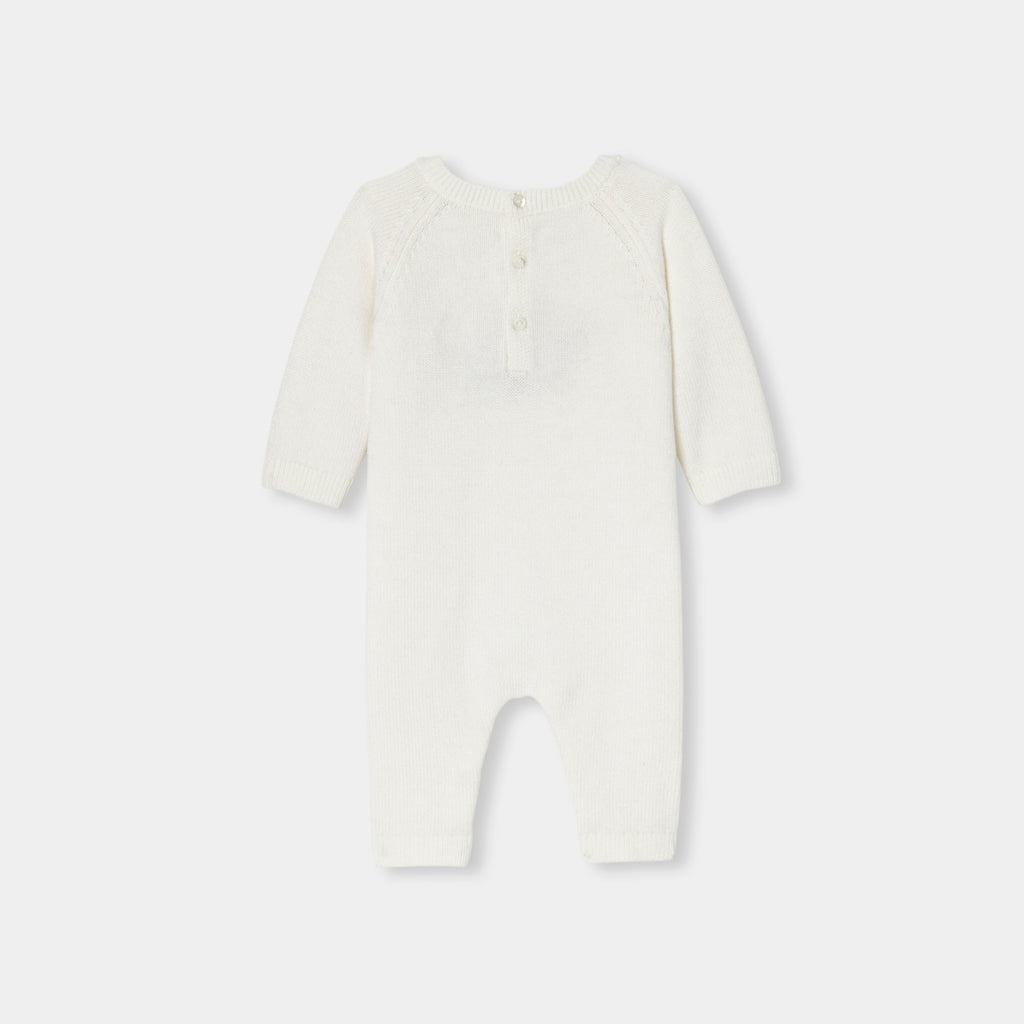 JC-NG077 Jacadi Jersey knit baby romper - sweet white jacadi