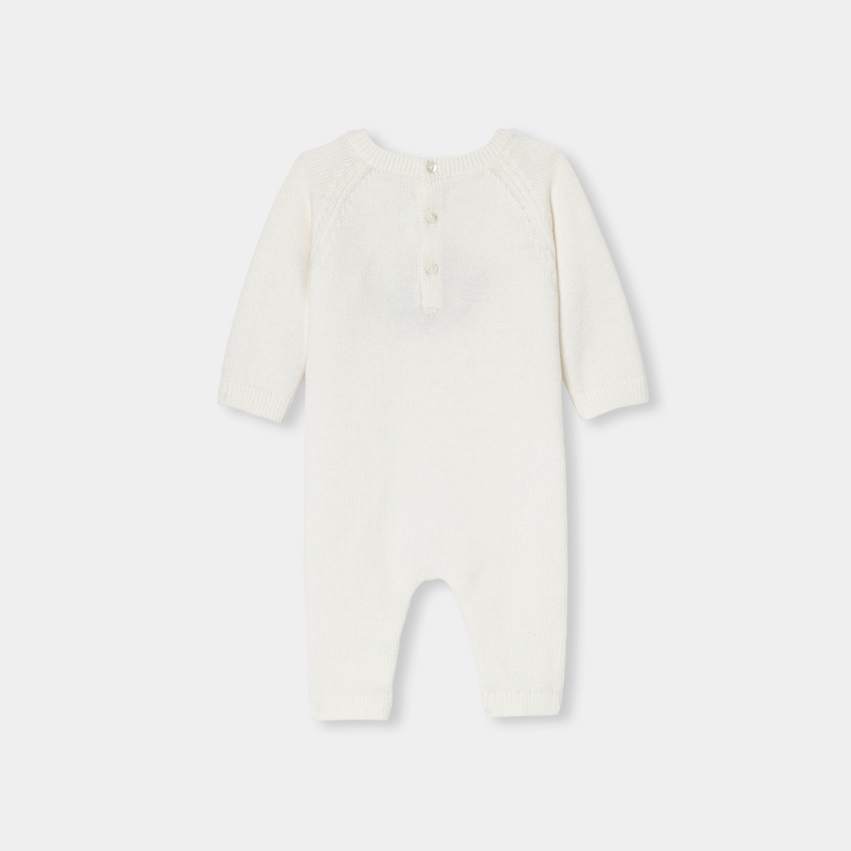 JC-NG077 Jacadi Jersey knit baby romper - sweet white jacadi