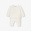 JC-NG076 Jacadi Comfortable garter stitch knit baby set - sweet white jacadi