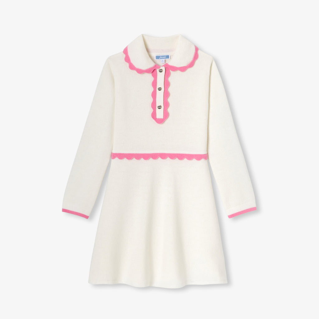 JC-TG048 Jacadi Girl Wool Dress - White