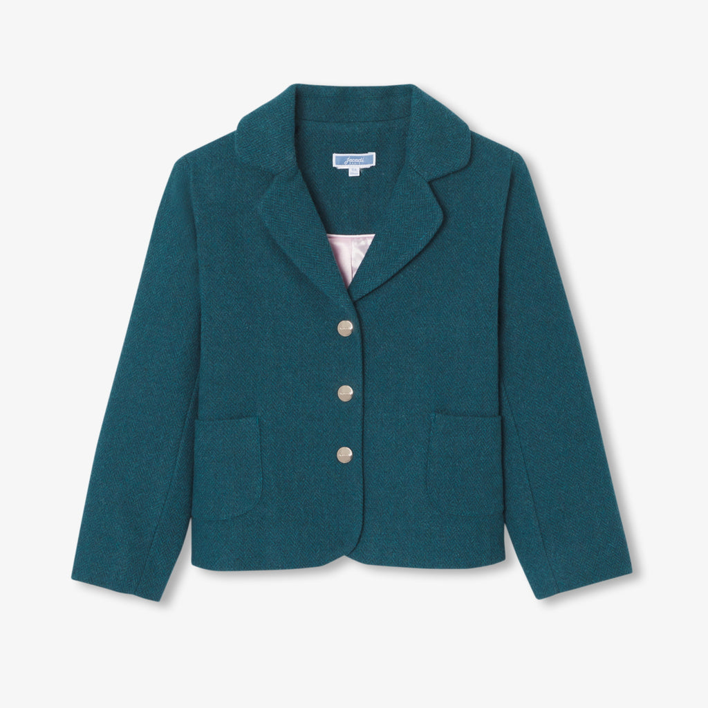 JC-TG047 Jacadi Girl Herringbone Blazer - Cedar Green
