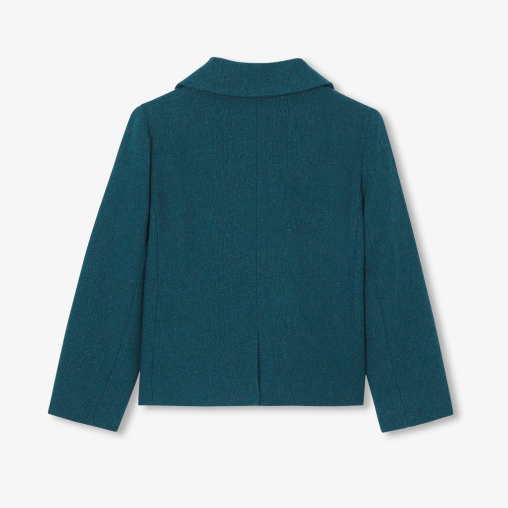JC-TG047 Jacadi Girl Herringbone Blazer - Cedar Green