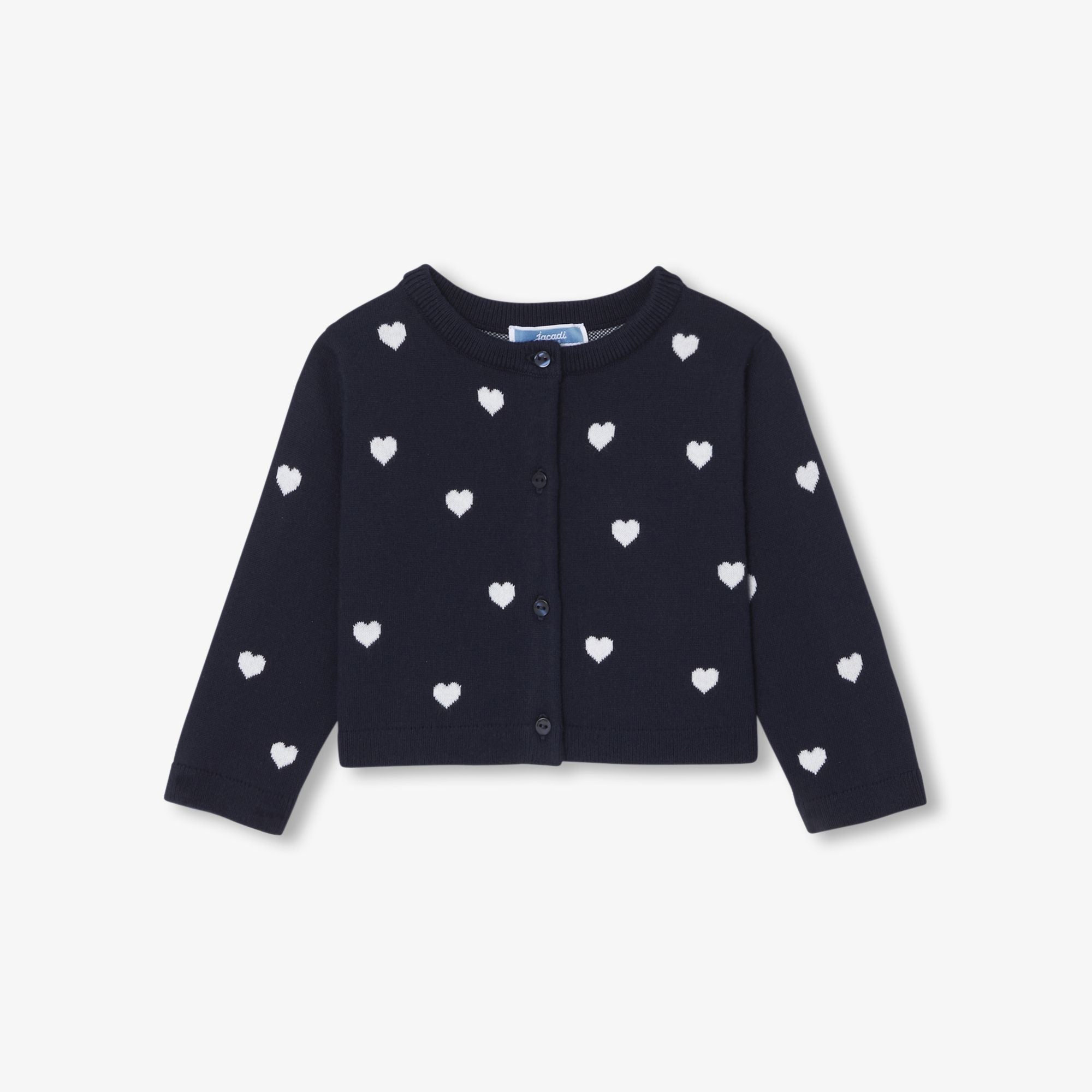 Baby girl cotton cardigan - Navy Blue/White