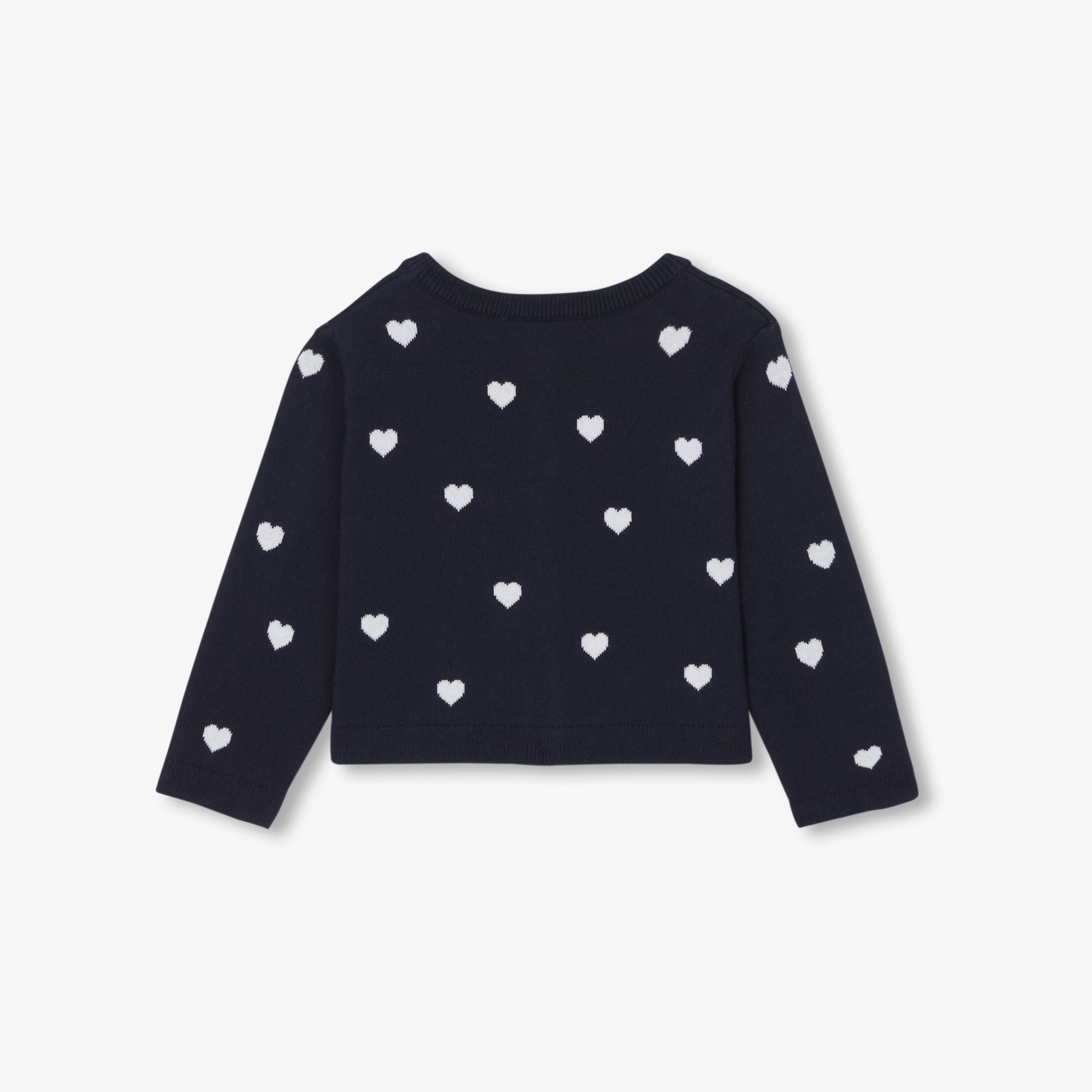 Baby girl cotton cardigan - Navy Blue/White