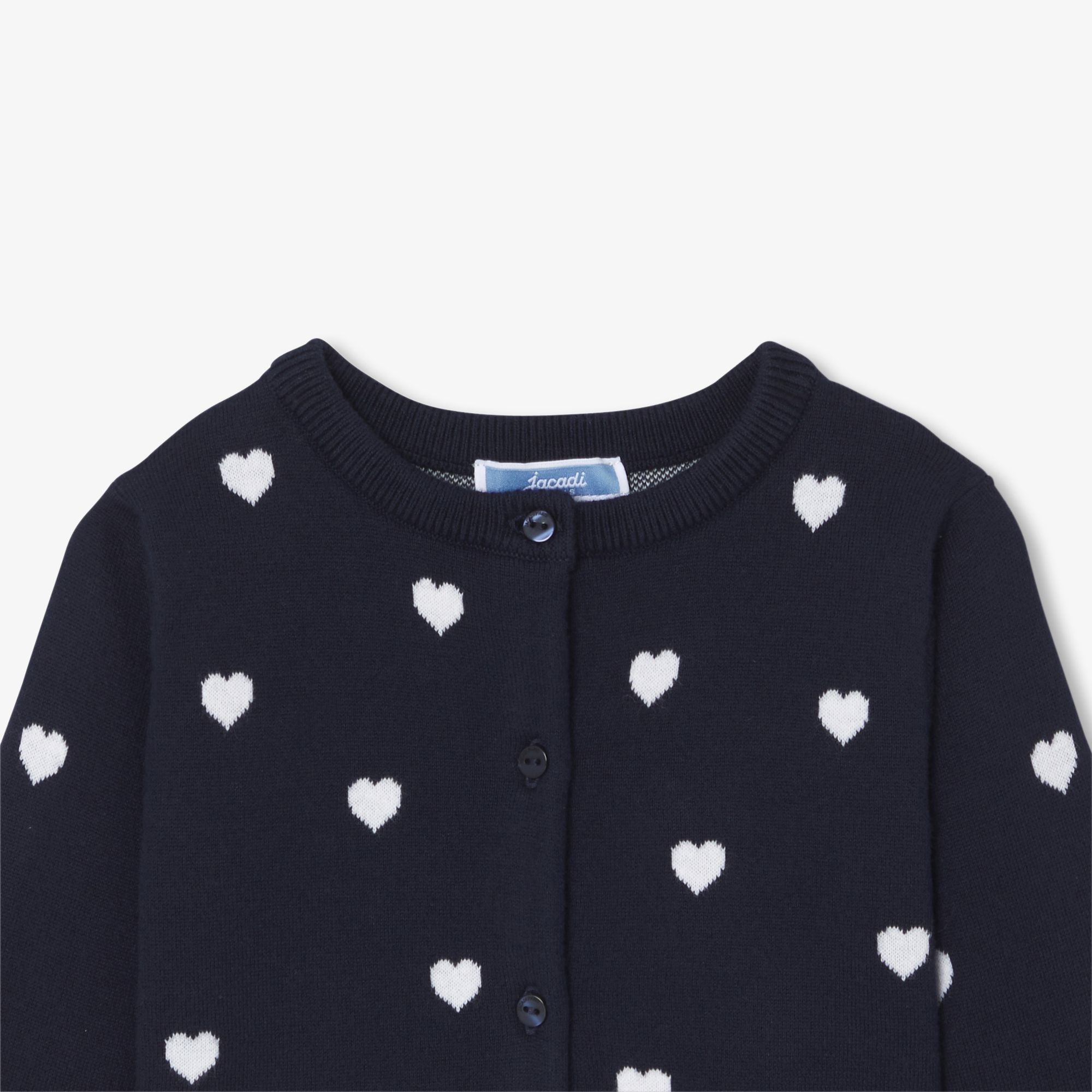 Baby girl cotton cardigan - Navy Blue/White