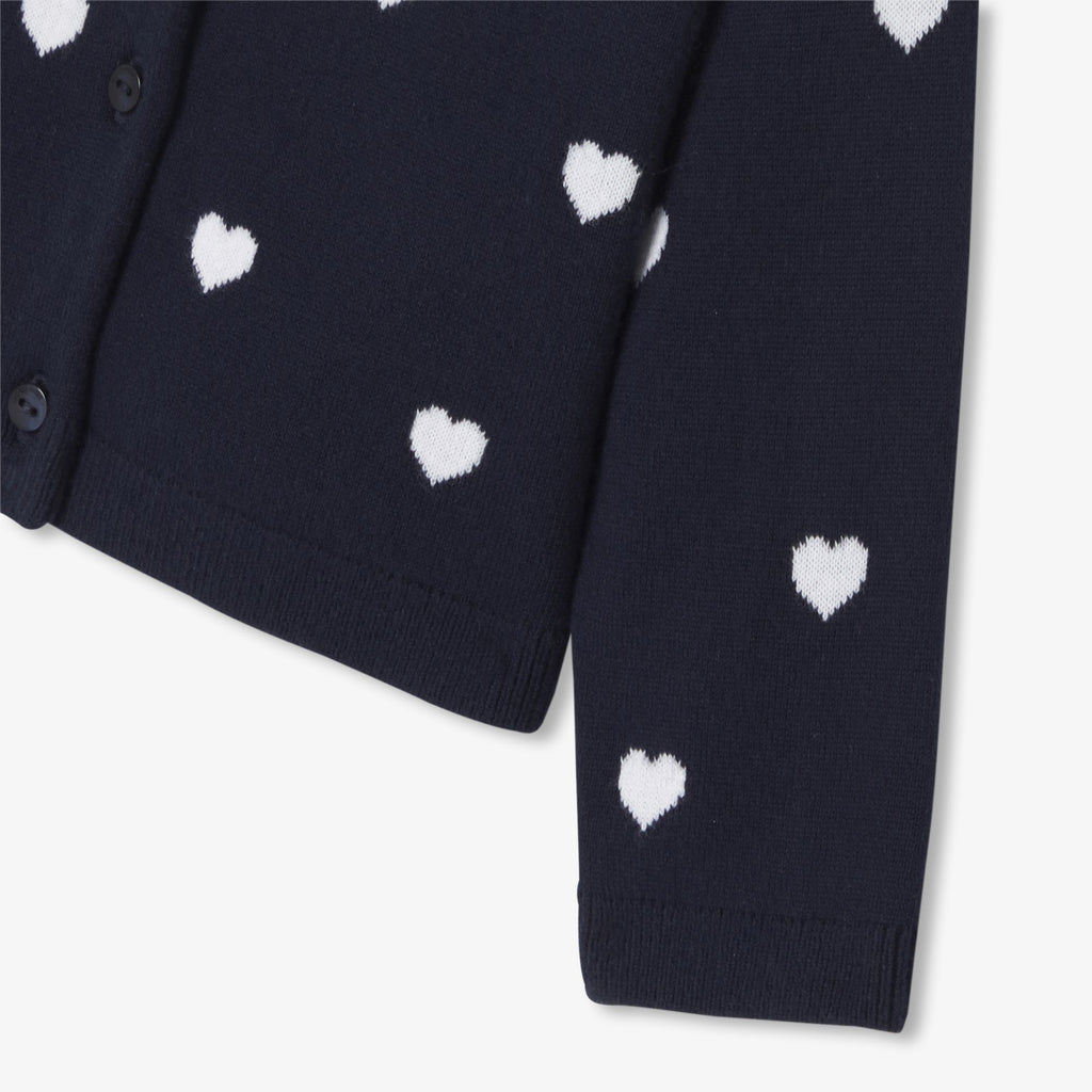 Baby girl cotton cardigan - Navy Blue/White