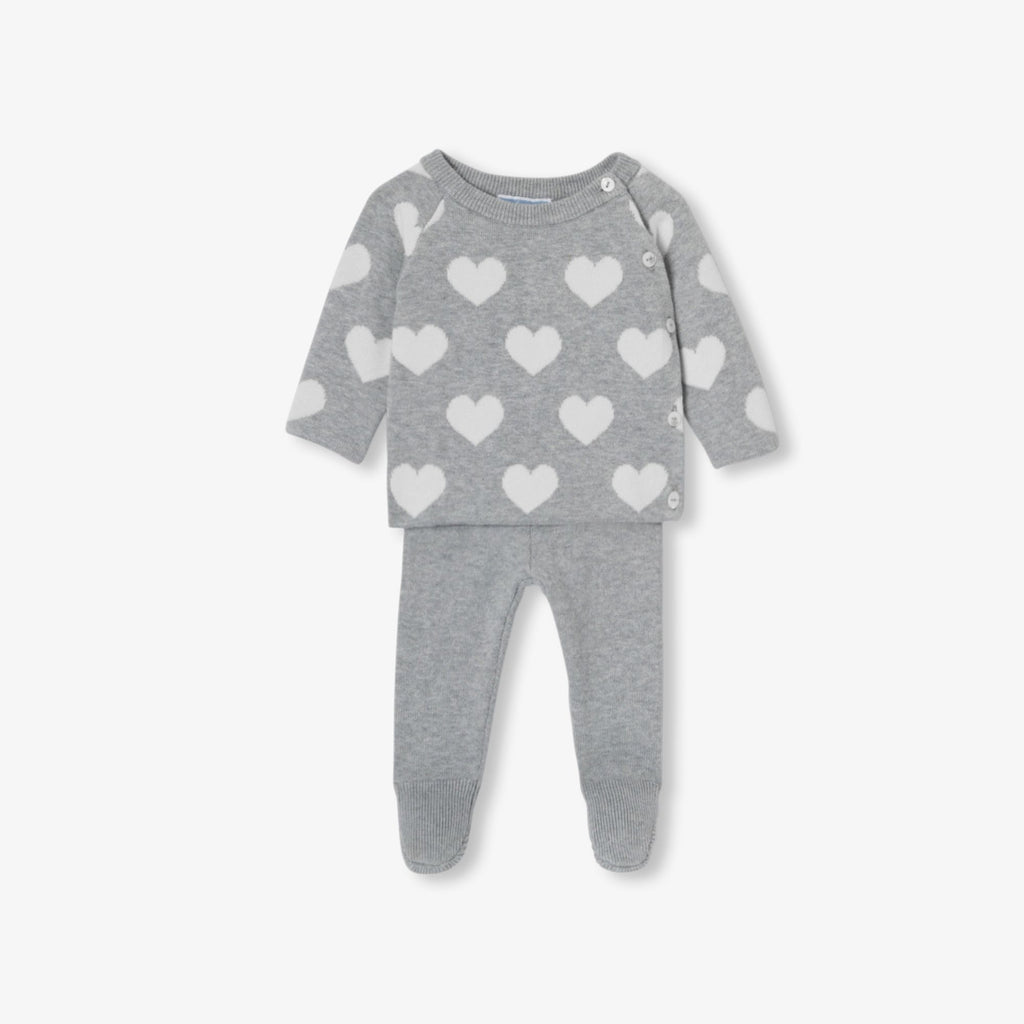Outfit Set in Cotton Neonati - Grey/White