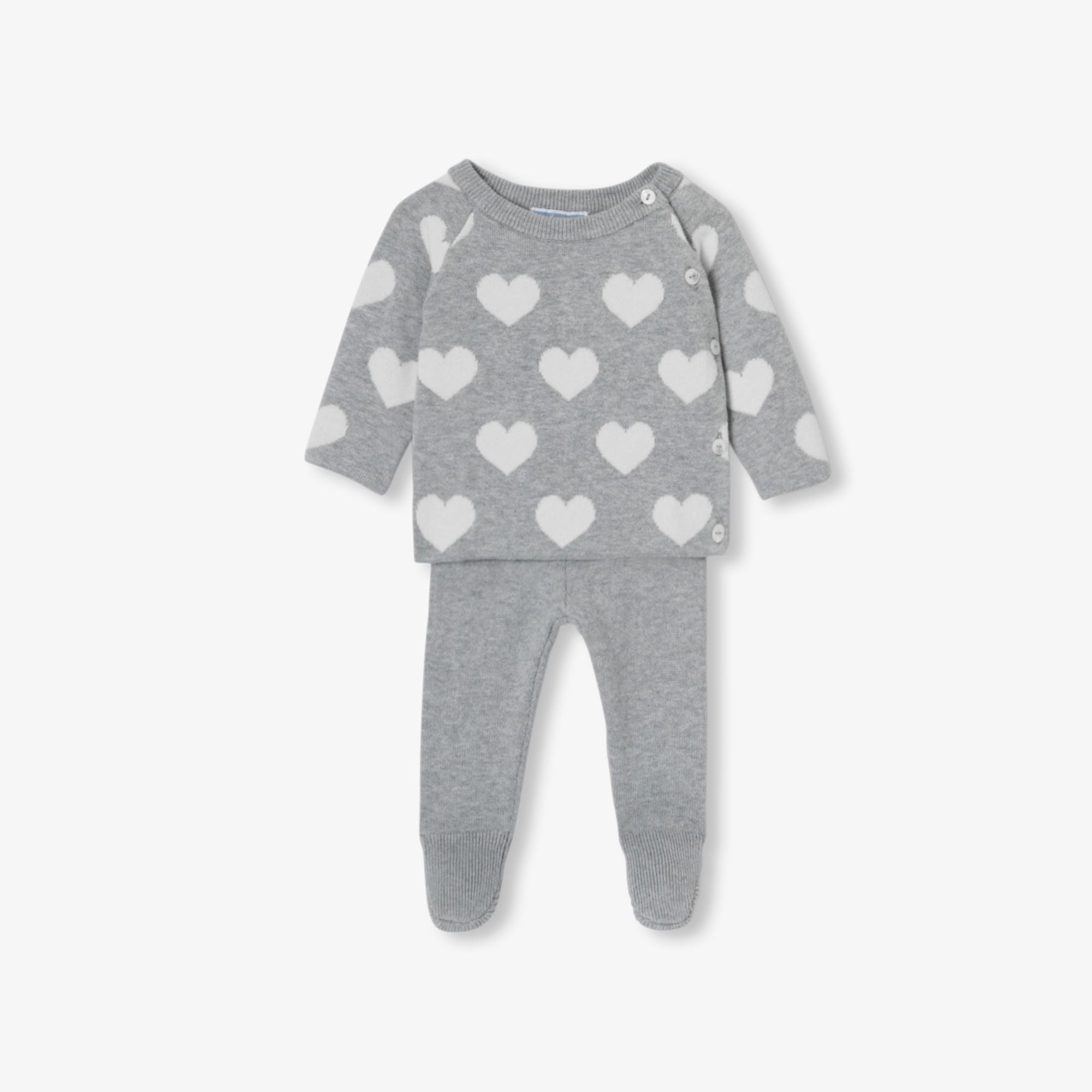 Outfit Set in Cotton Neonati - Grey/White