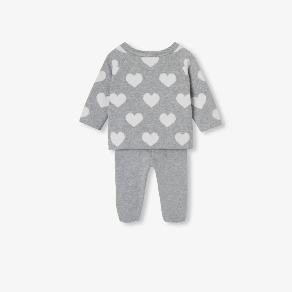 Outfit Set in Cotton Neonati - Grey/White