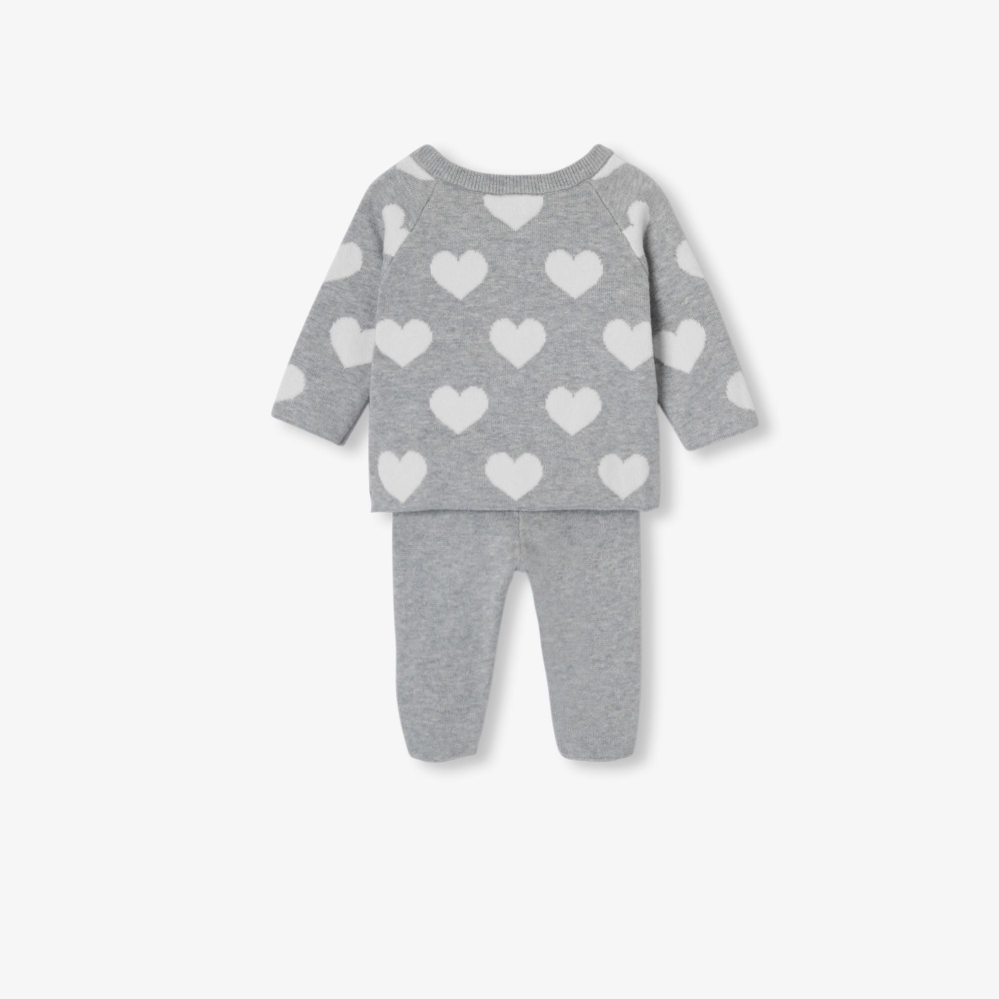Outfit Set in Cotton Neonati - Grey/White