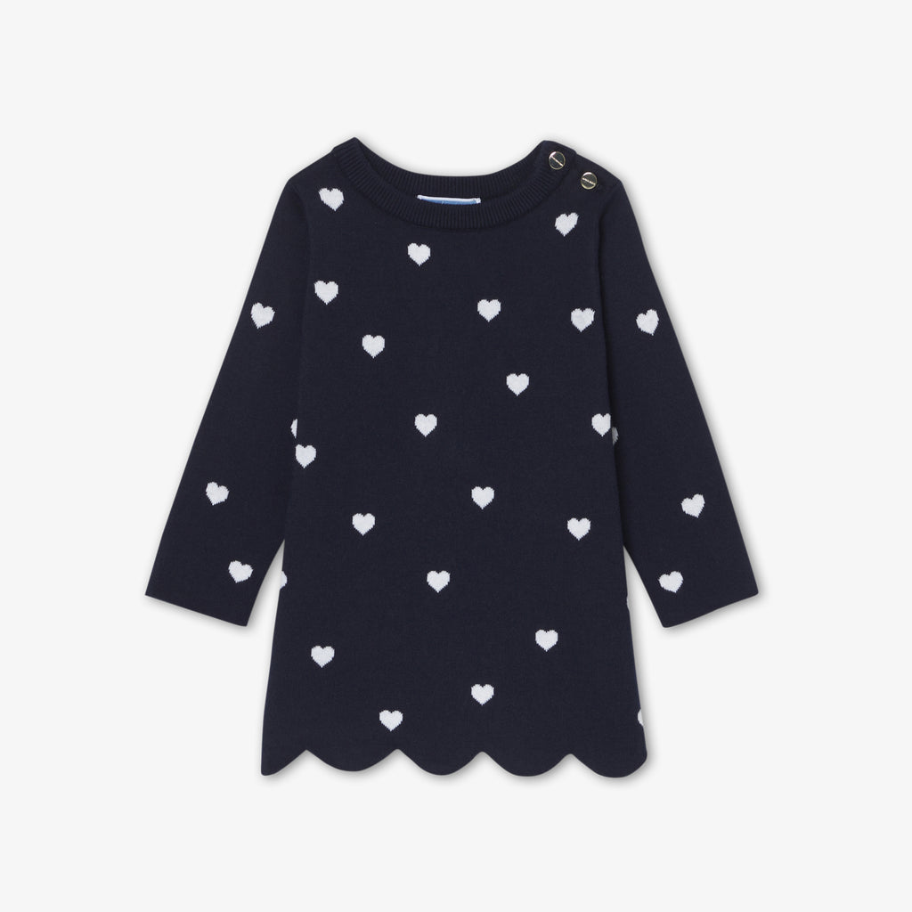 JC-NG066 Jacadi Baby Girl Cotton Knit Dress (Navy)