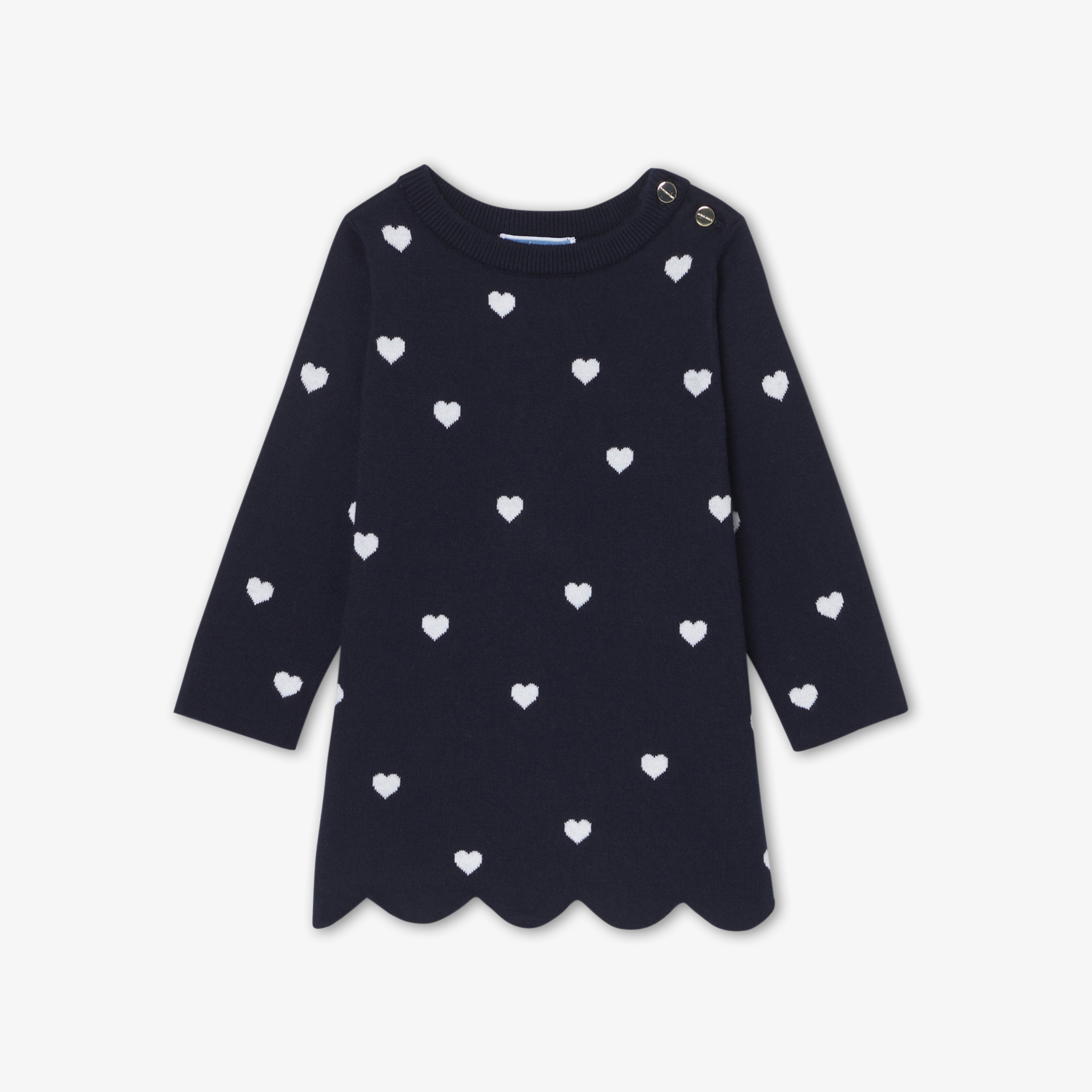 JC-NG066 Jacadi Baby Girl Cotton Knit Dress (Navy)