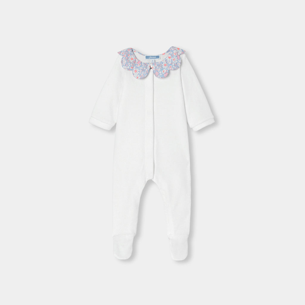 JC-NG087 Jacadi Chenille Pyjama Set for Baby Girl (White)