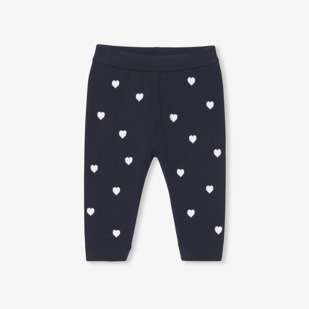 JC-NG119 - Jacadi Baby girl knit pants with heart motif