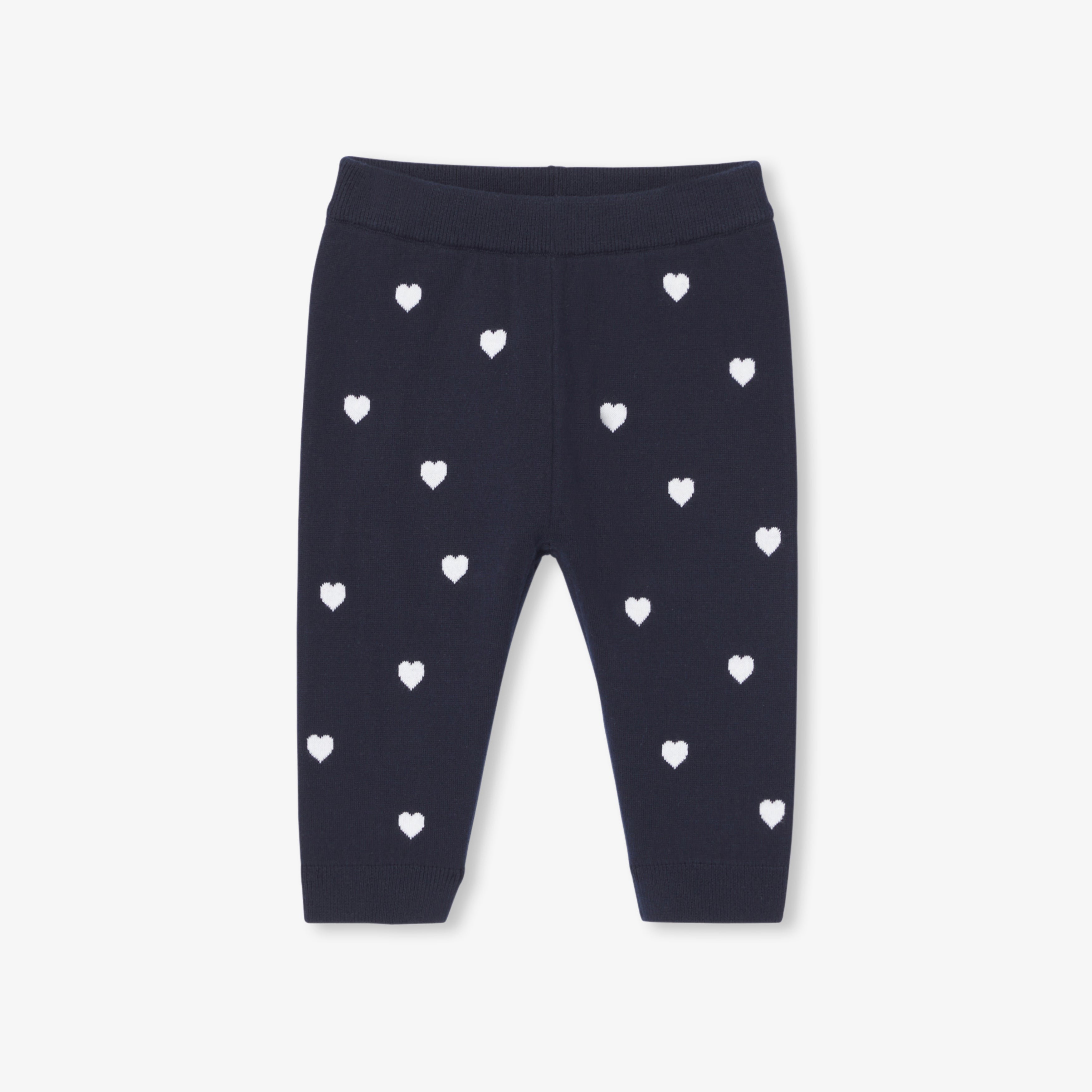 JC-NG119 - Jacadi Baby girl knit pants with heart motif