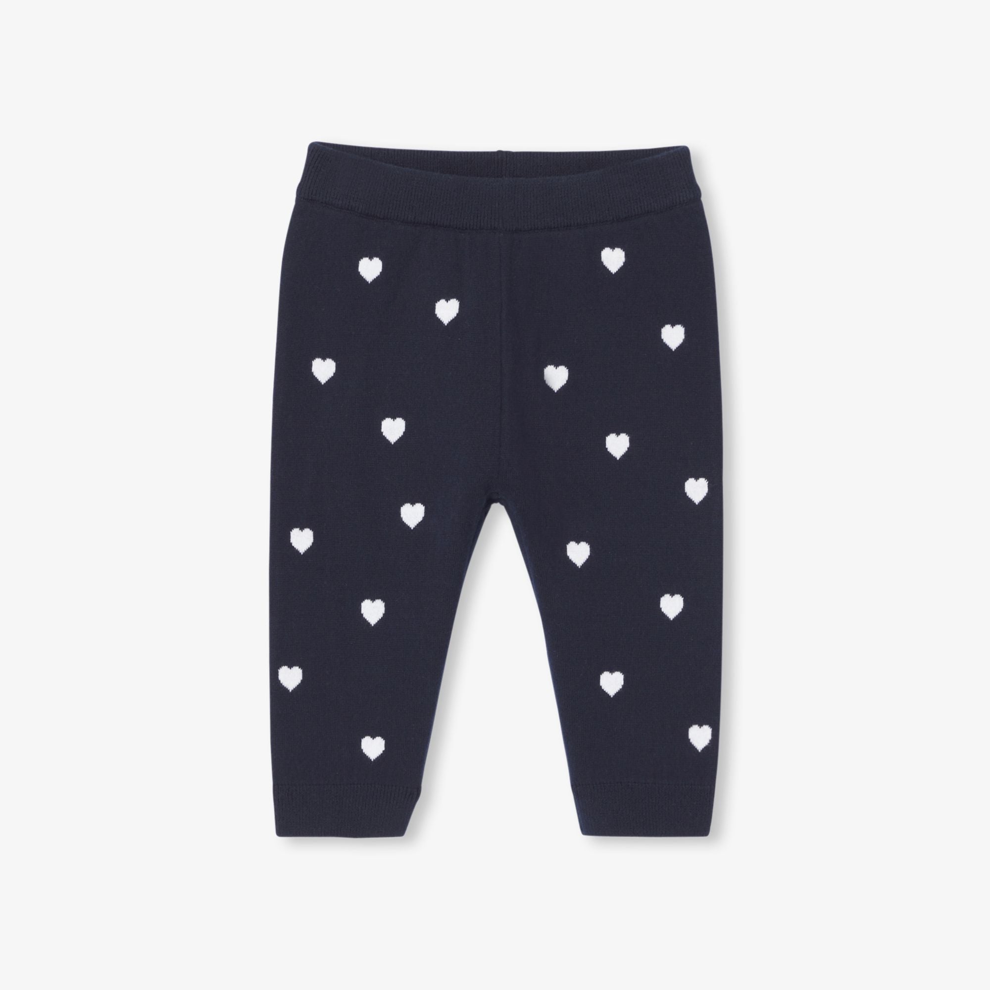 Baby girl trousers with heart motif - Navy Blue/White