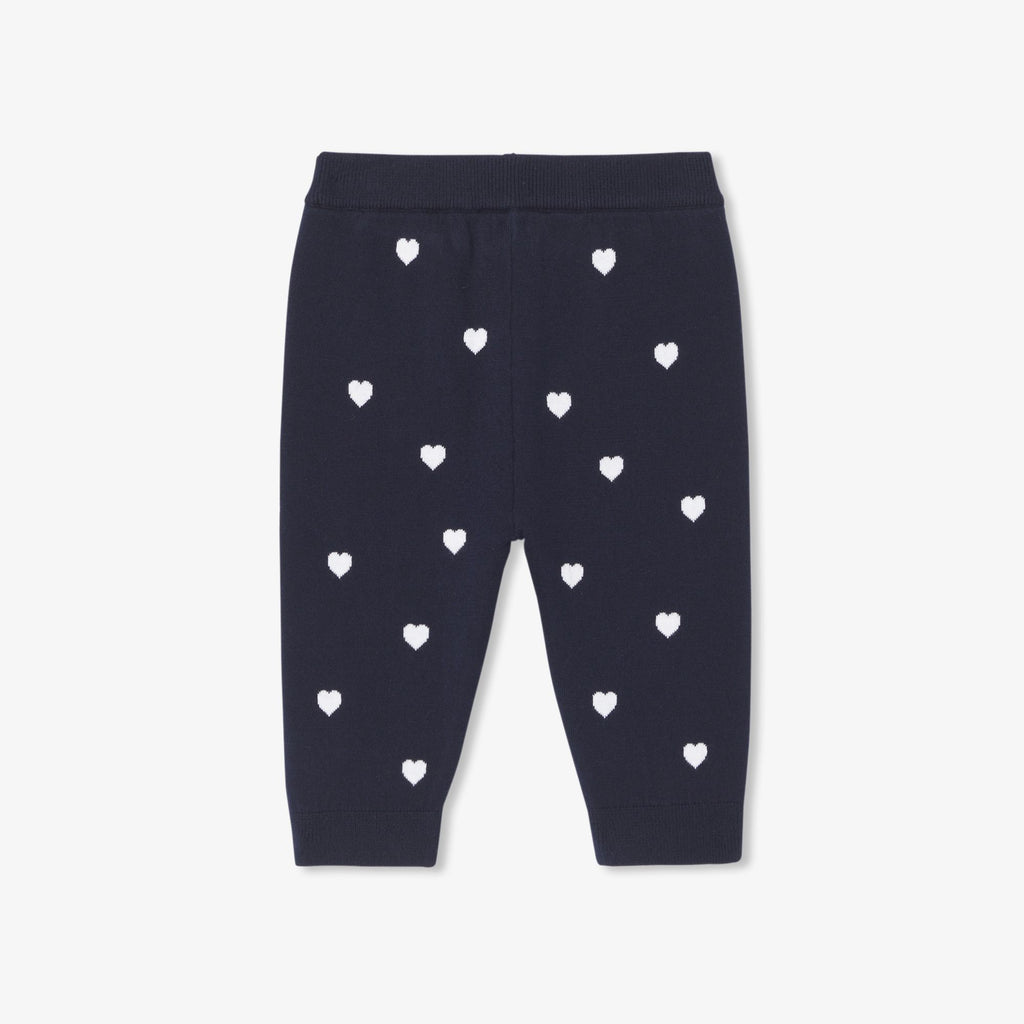 Baby girl trousers with heart motif - Navy Blue/White