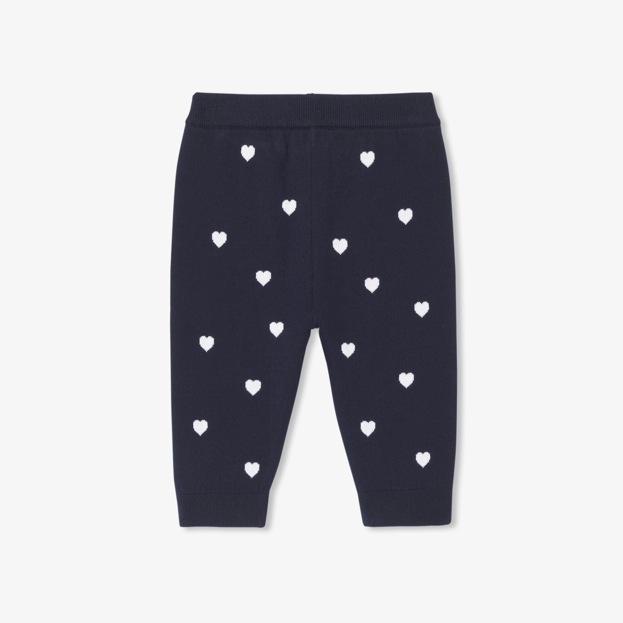 Baby girl trousers with heart motif - Navy Blue/White