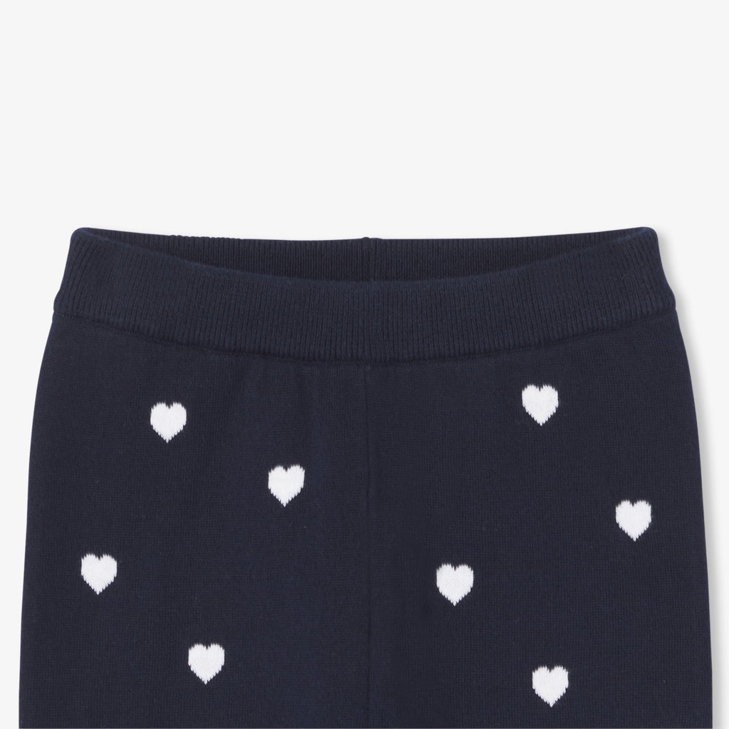 Baby girl trousers with heart motif - Navy Blue/White